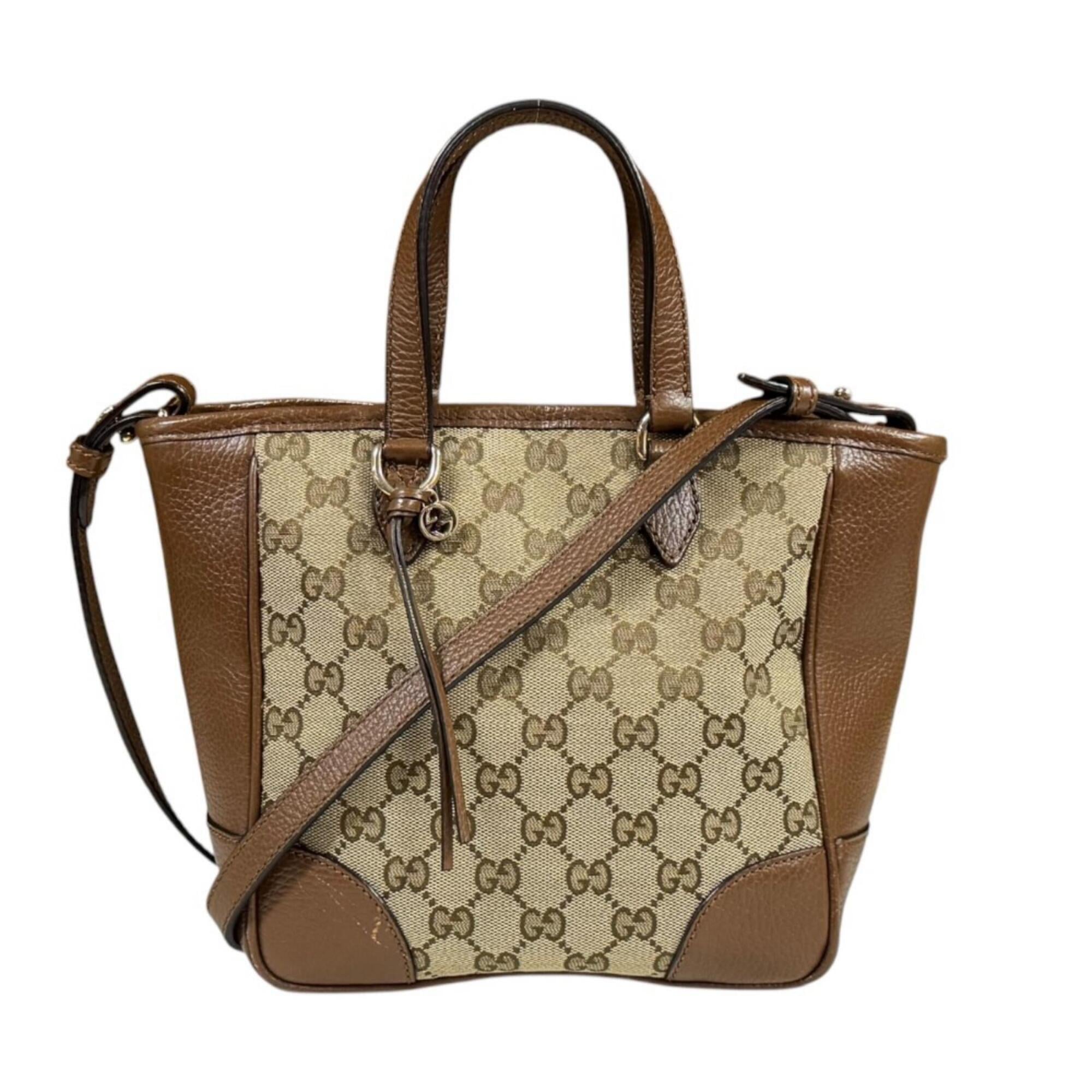 Gucci Gg Canvas Beige Brown Gg Canvas Handbag Shoulder Bag (Pre-Owned)