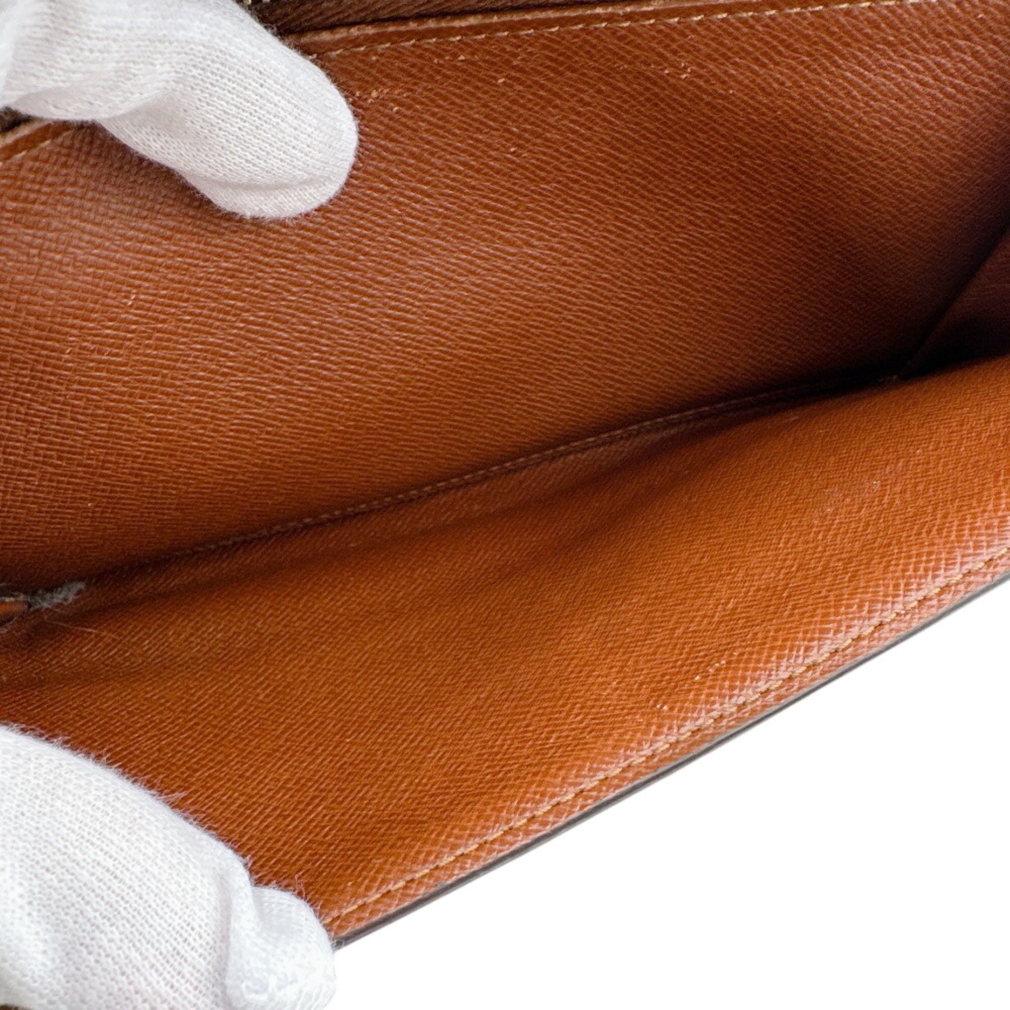 Louis Vuitton Brown Leather Long Wallet (Tri-Fold) (Pre-Owned)
