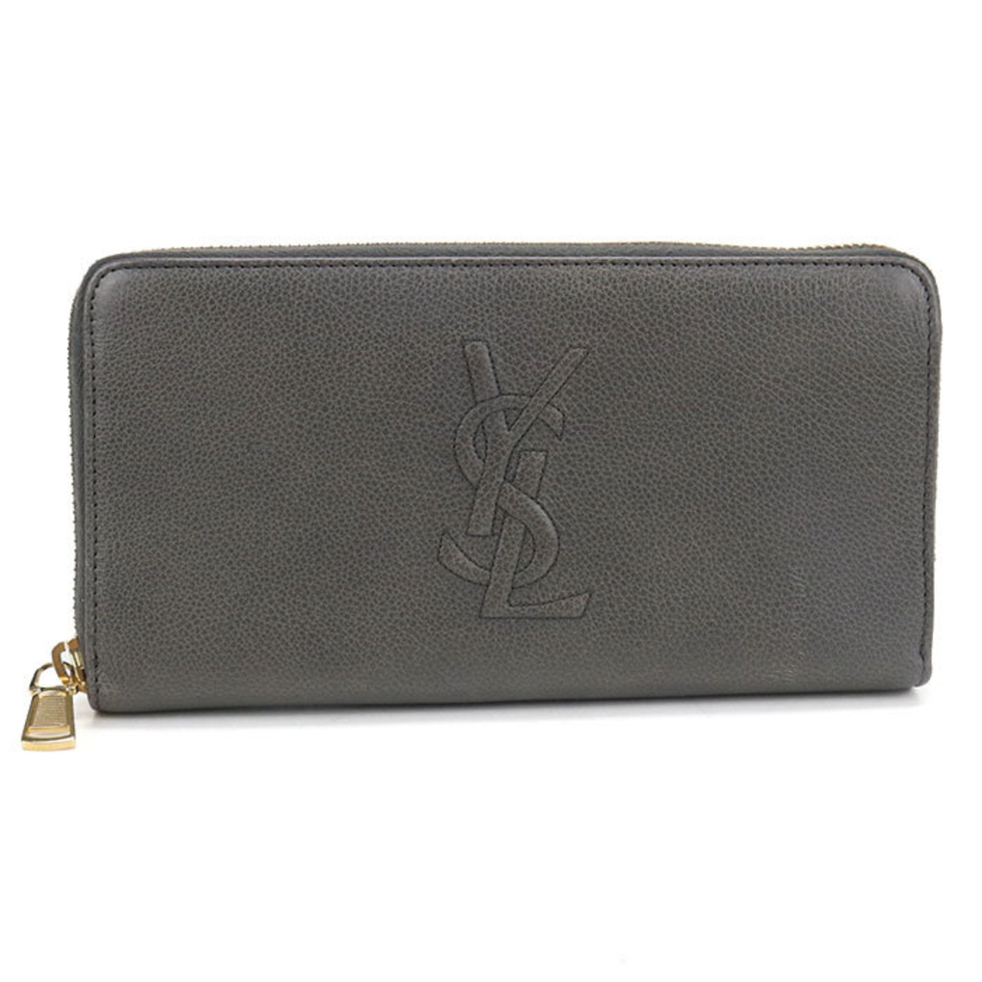 Saint Laurent Gray Leather Coin Purse/Coin Case (Pre-Owned)
