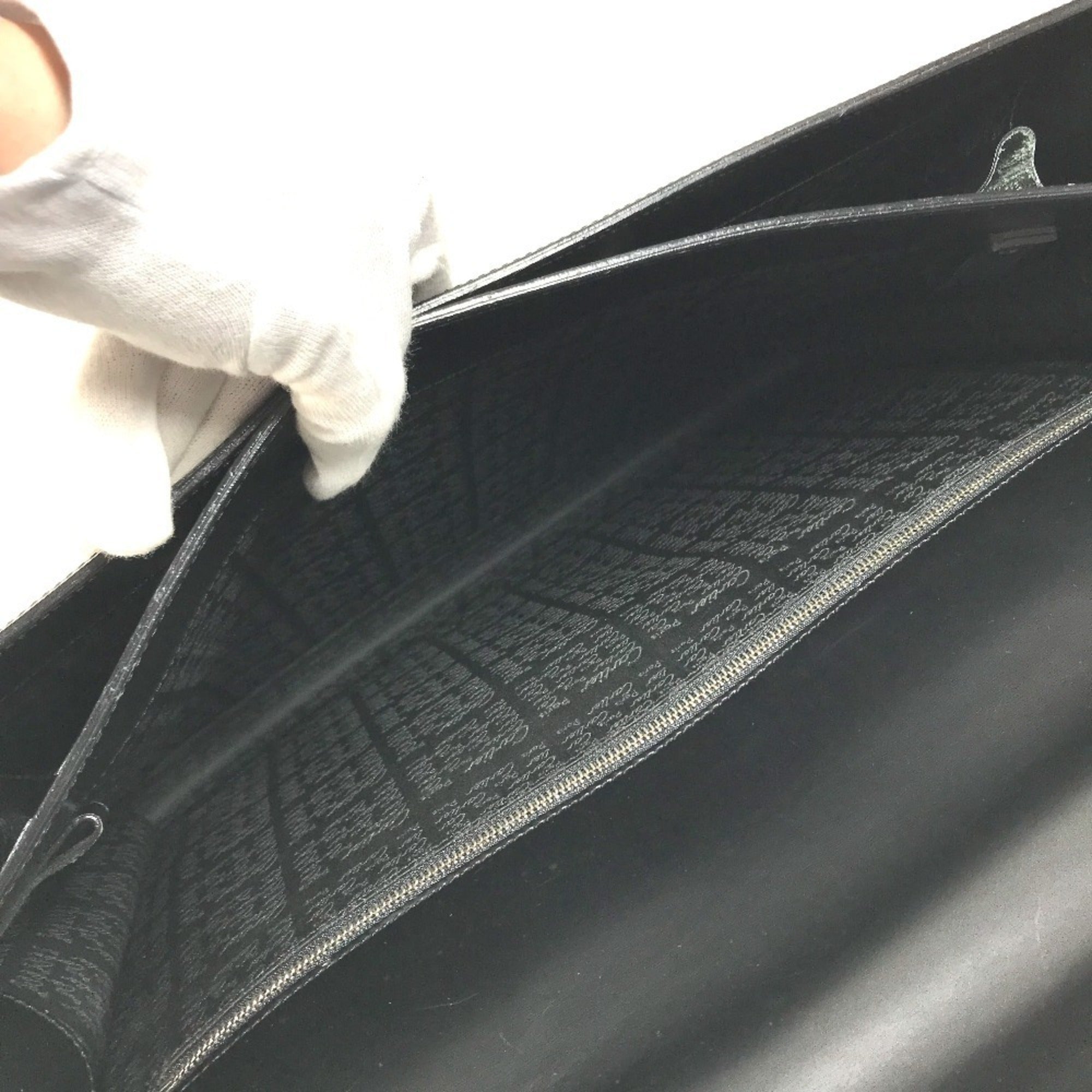 Cartier Black Leather Briefcase Handbag Tote Bag (Pre-Owned)