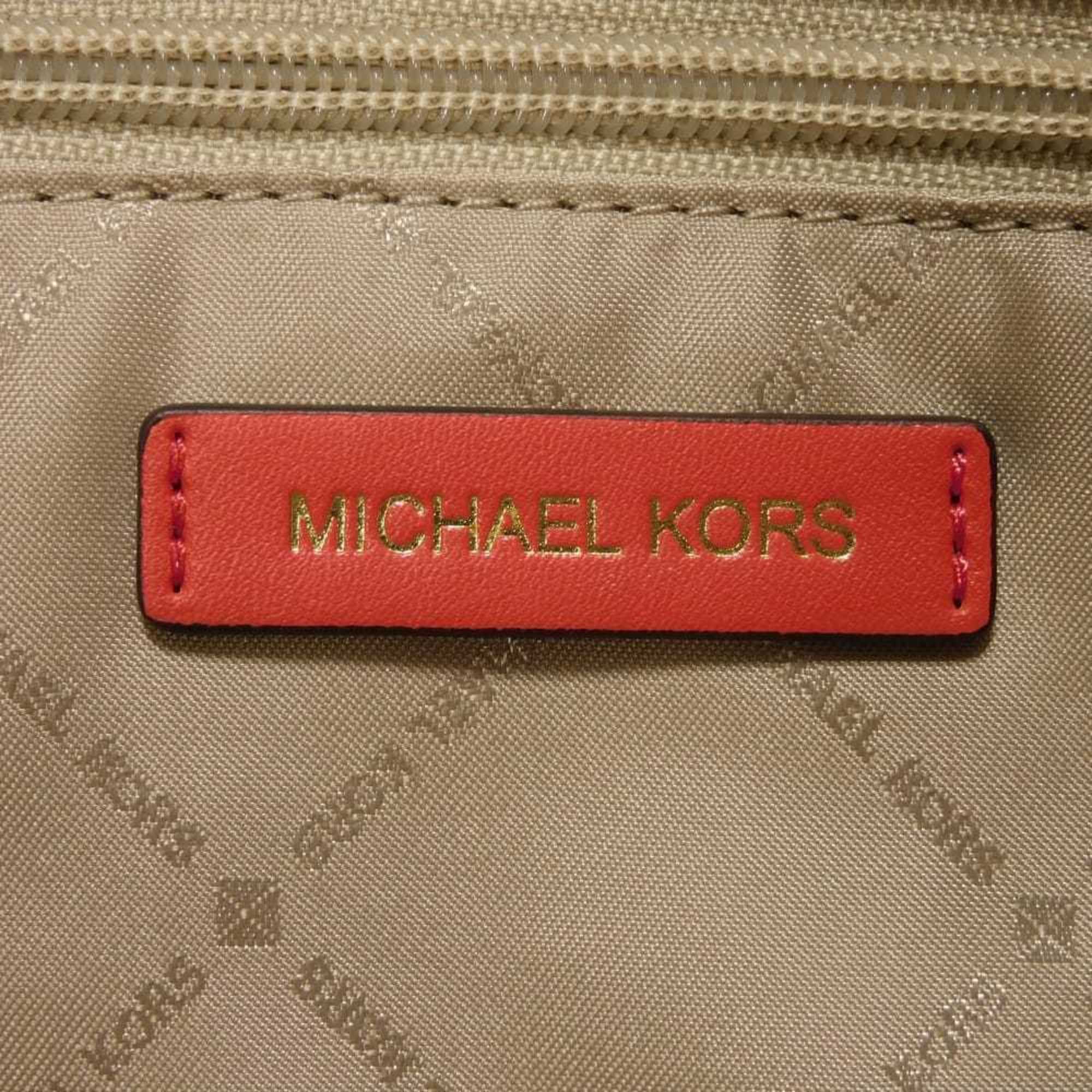 Michael Kors Red Color Leather Shoulder Bag Tote Bag (Pre-Owned)