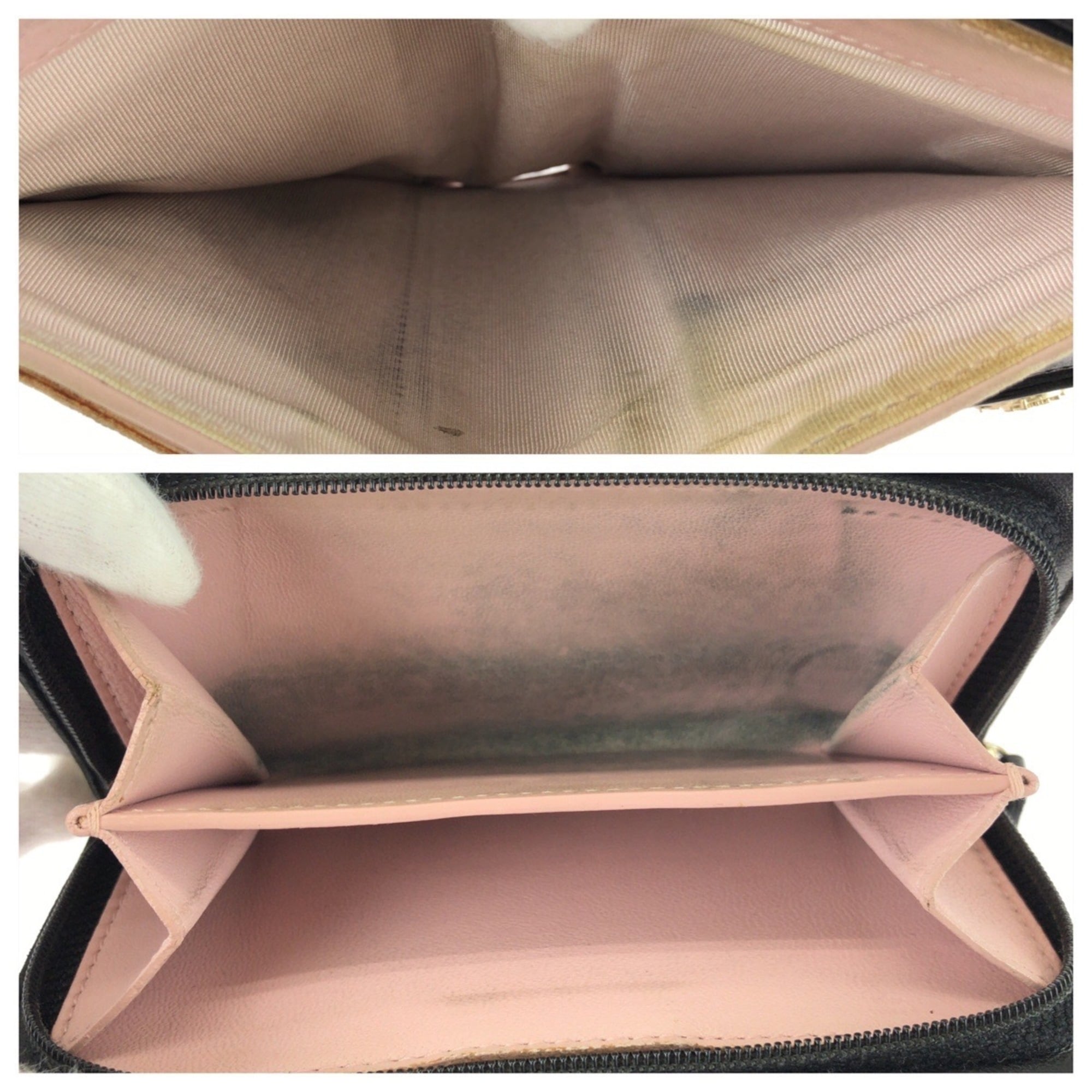 Chanel Black Pink Leather Middle Wallet (Bi-Fold) (Pre-Owned)