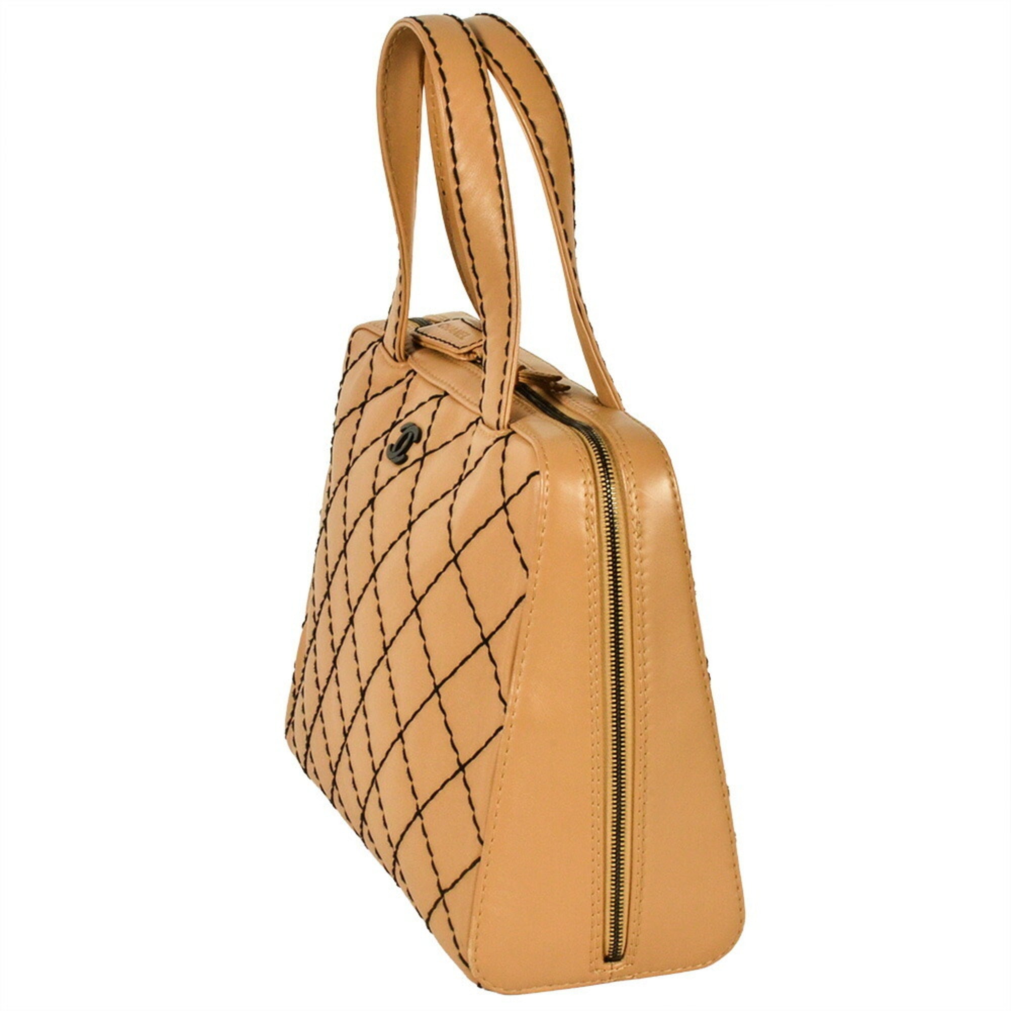 Chanel Wild Stitch Beige Leather Tote Bag (Pre-Owned)