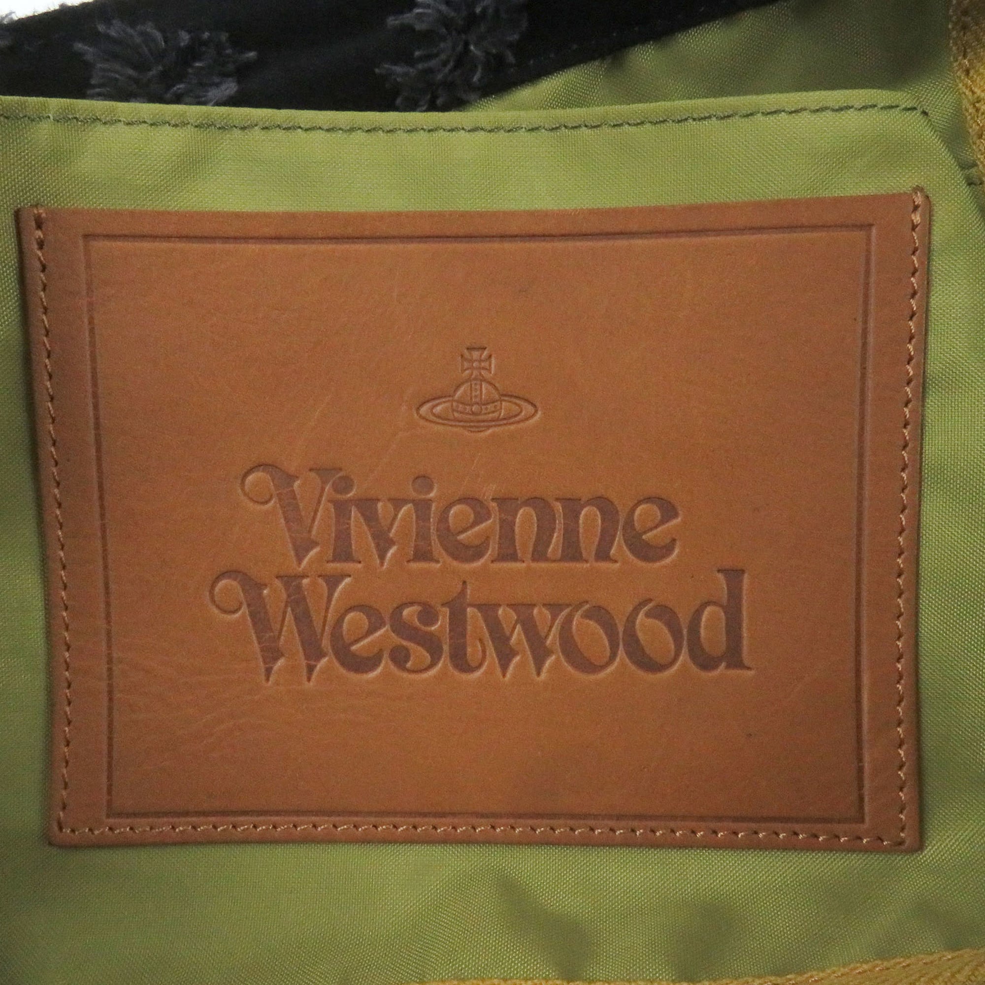 Vivienne Westwood Black Canvas Leather Handbag Tote Bag (Pre-Owned)