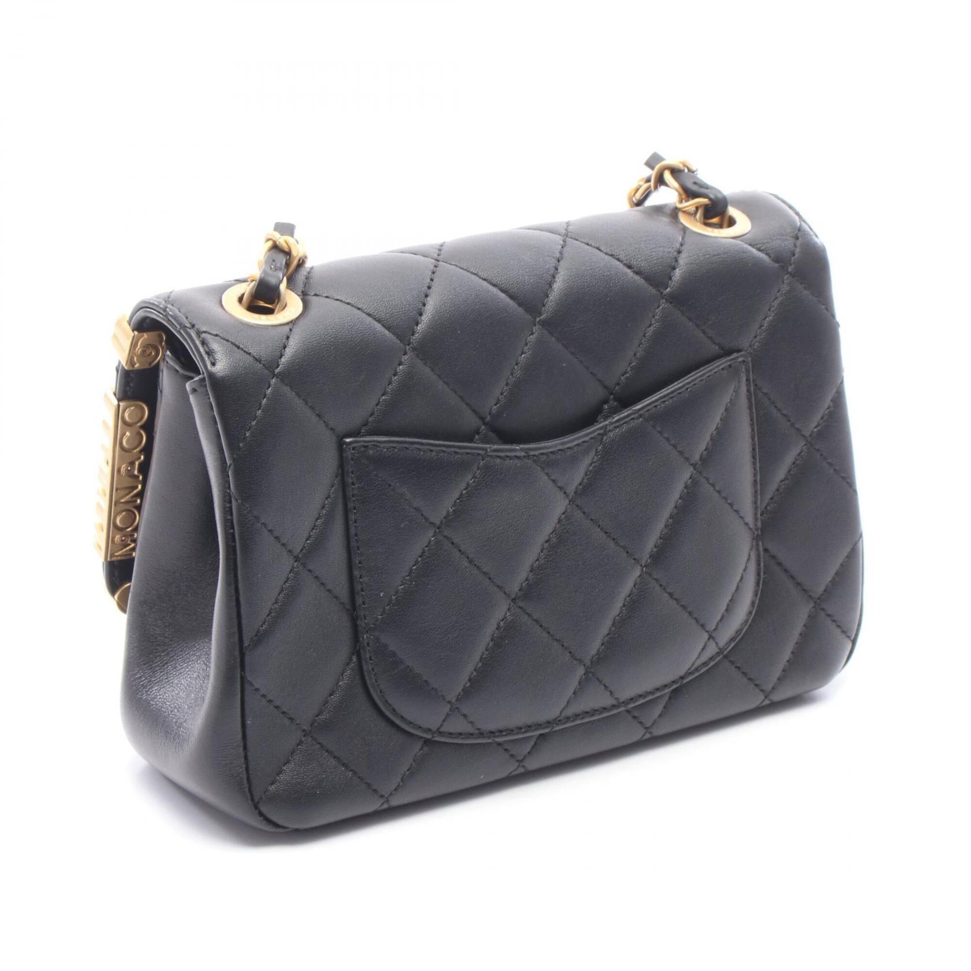 Chanel Black Leather Handbag Shoulder Bag (Pre-Owned)