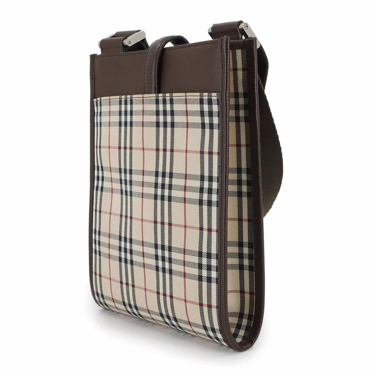 Burberry Beige Brown Canvas Leather Handbag Shoulder Bag (Pre-Owned)