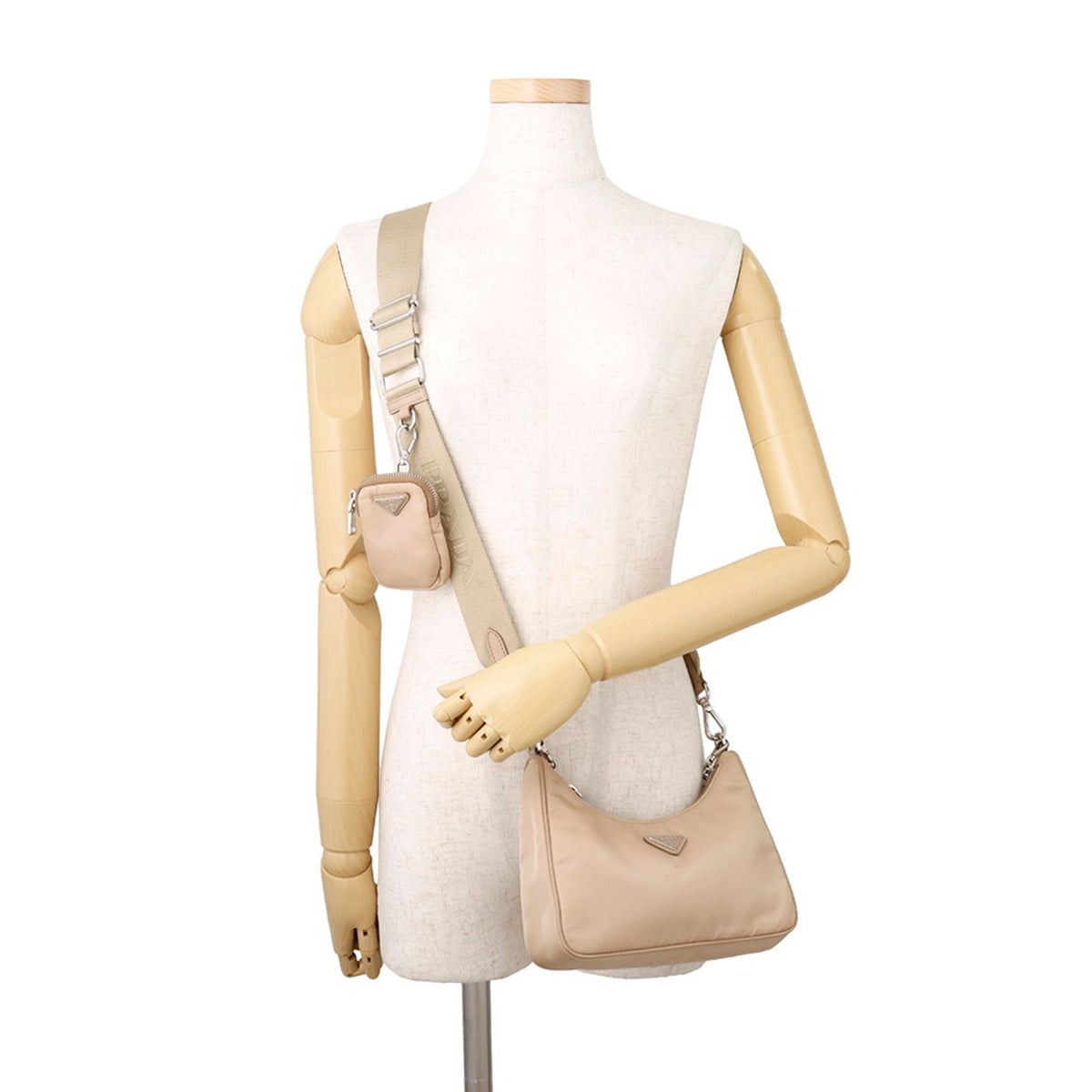 Prada Beige Nylon Handbag Shoulder Bag (Pre-Owned)