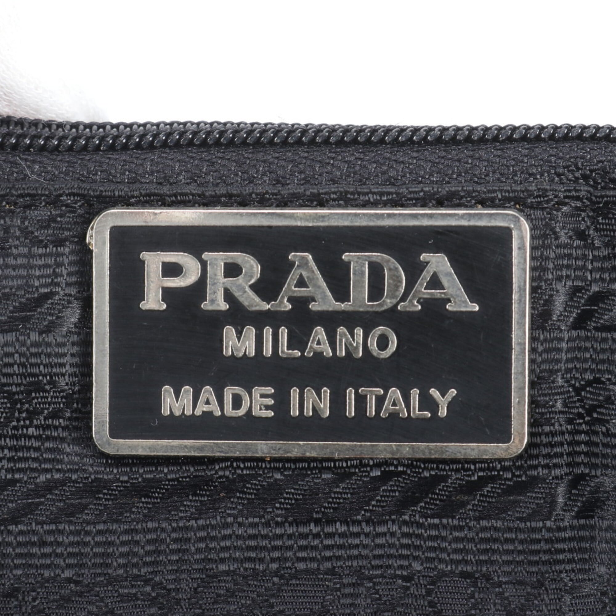 Prada Black Nylon Leather Handbag Tote Bag (Pre-Owned)