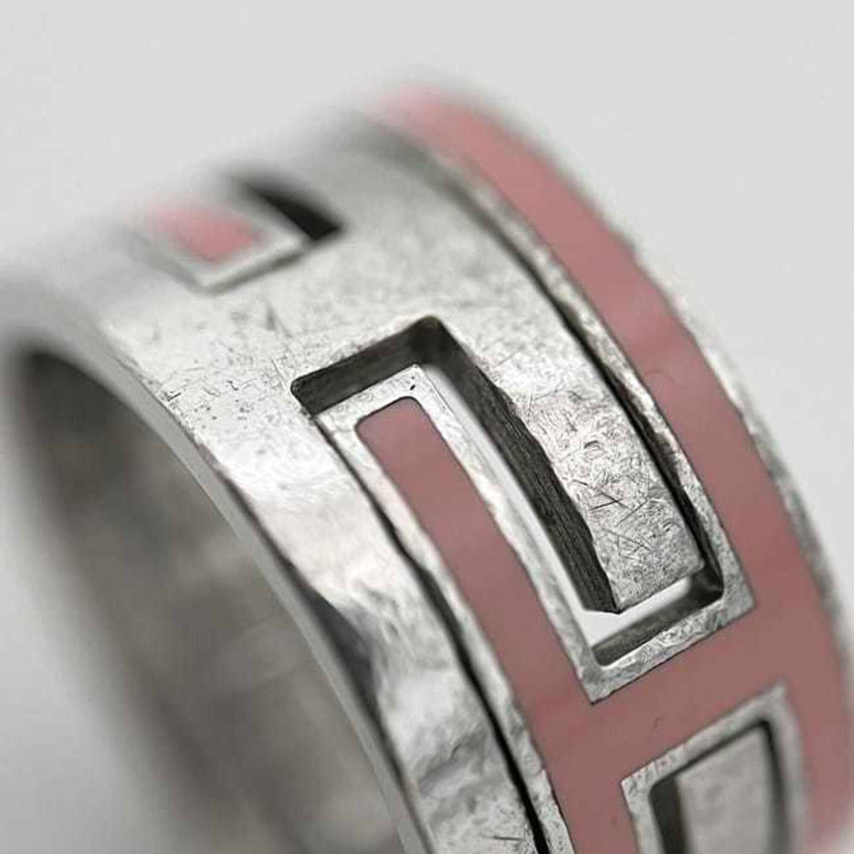 Hermes Silver Pink Silver 925 Band Ring (Pre-Owned)