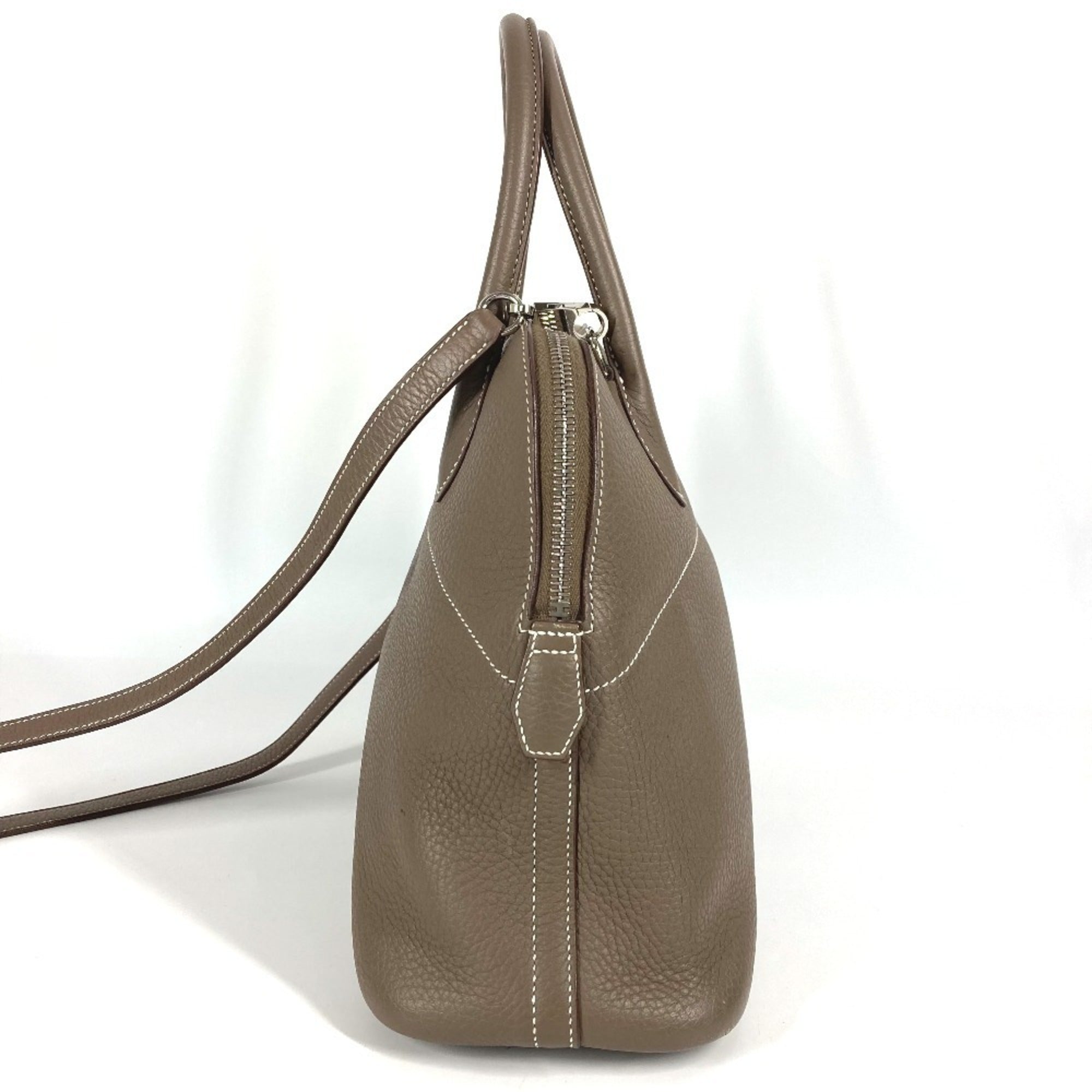 Hermes Bolide Etoupe Gray Gray Taurillon Clemence Leather Handbag Shoulder Bag Tote Bag (Pre-Owned)