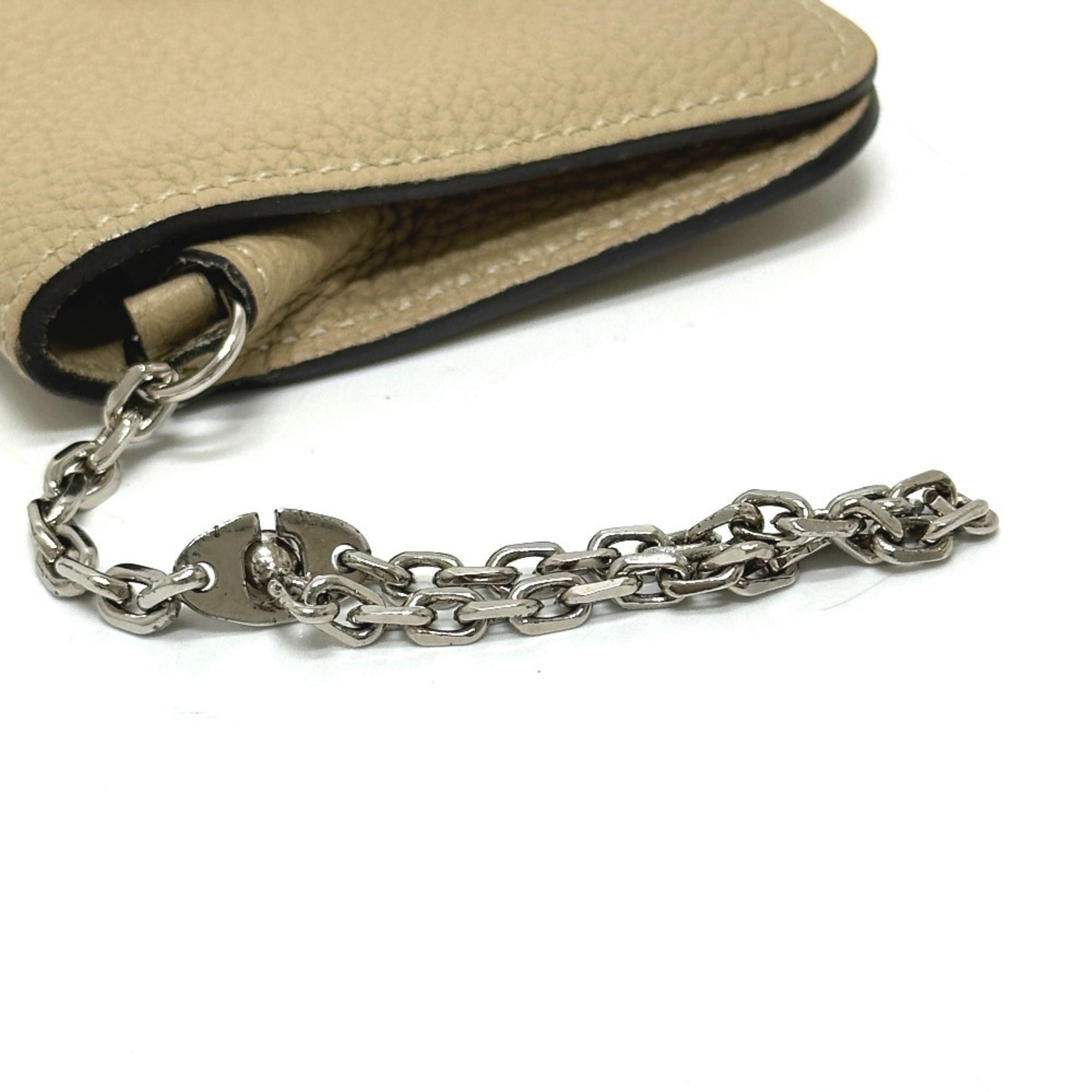 Hermes Dogon Beige Taurillon Clemence Leather Coin Purse/Coin Case (Pre-Owned)