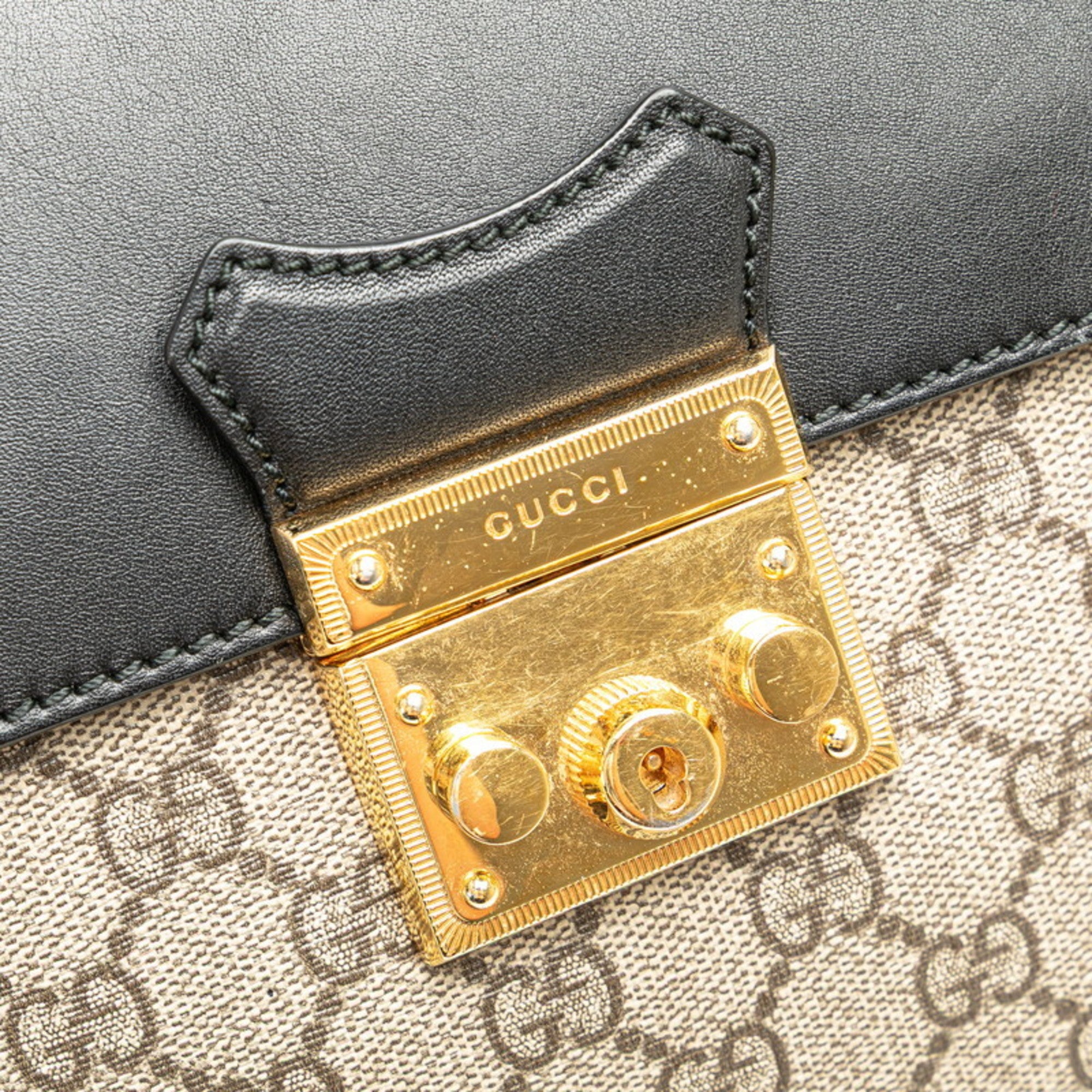 Gucci Beige Black Brown Pvc Leather Backpack (Pre-Owned)