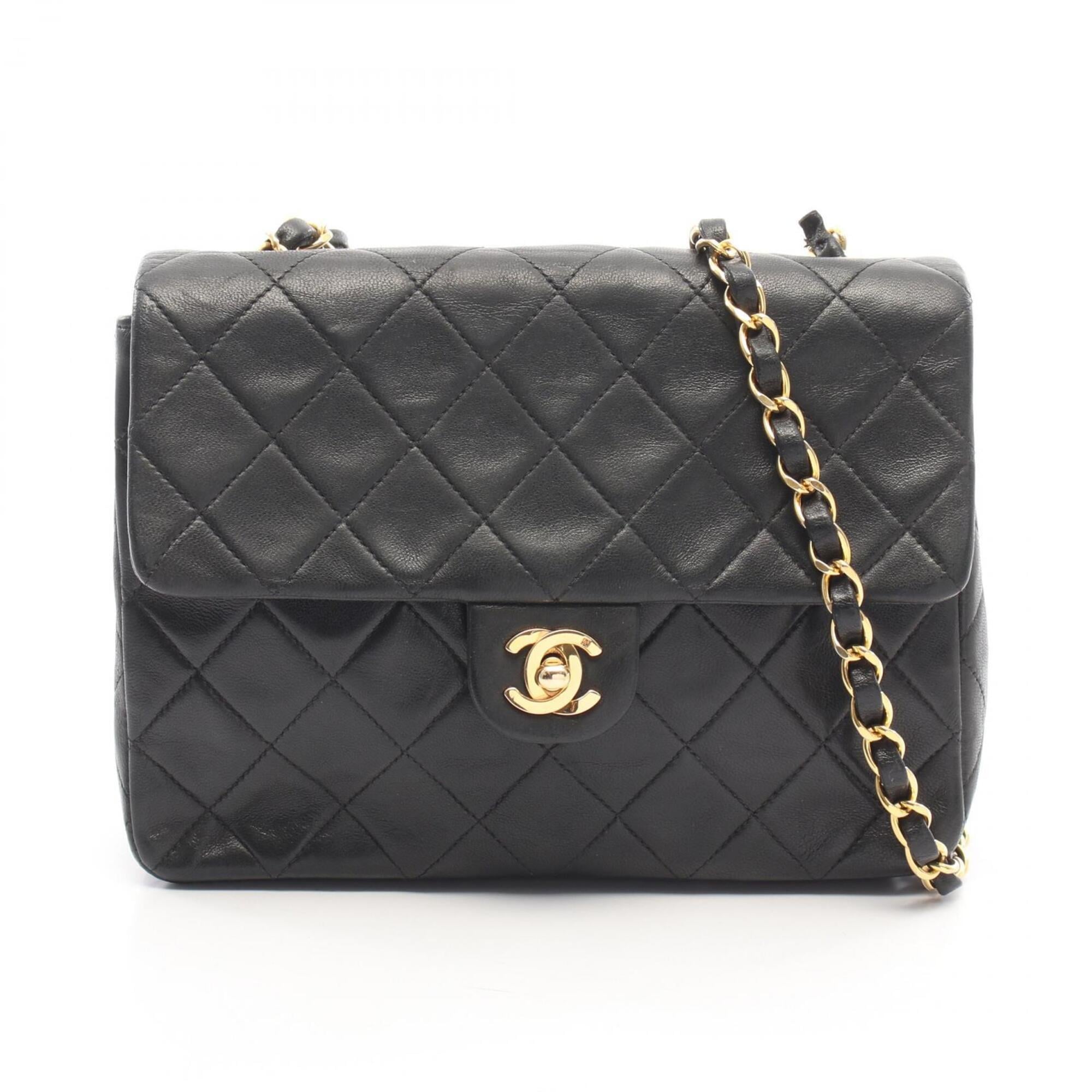 Chanel Black Leather Handbag Shoulder Bag (Pre-Owned)