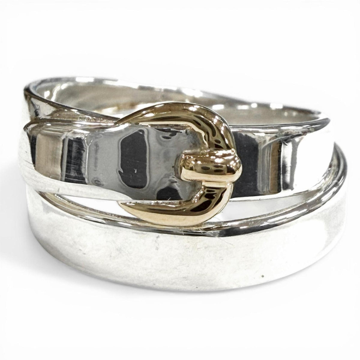 Hermes Gold Silver Silver 925 Band Ring (Pre-Owned)