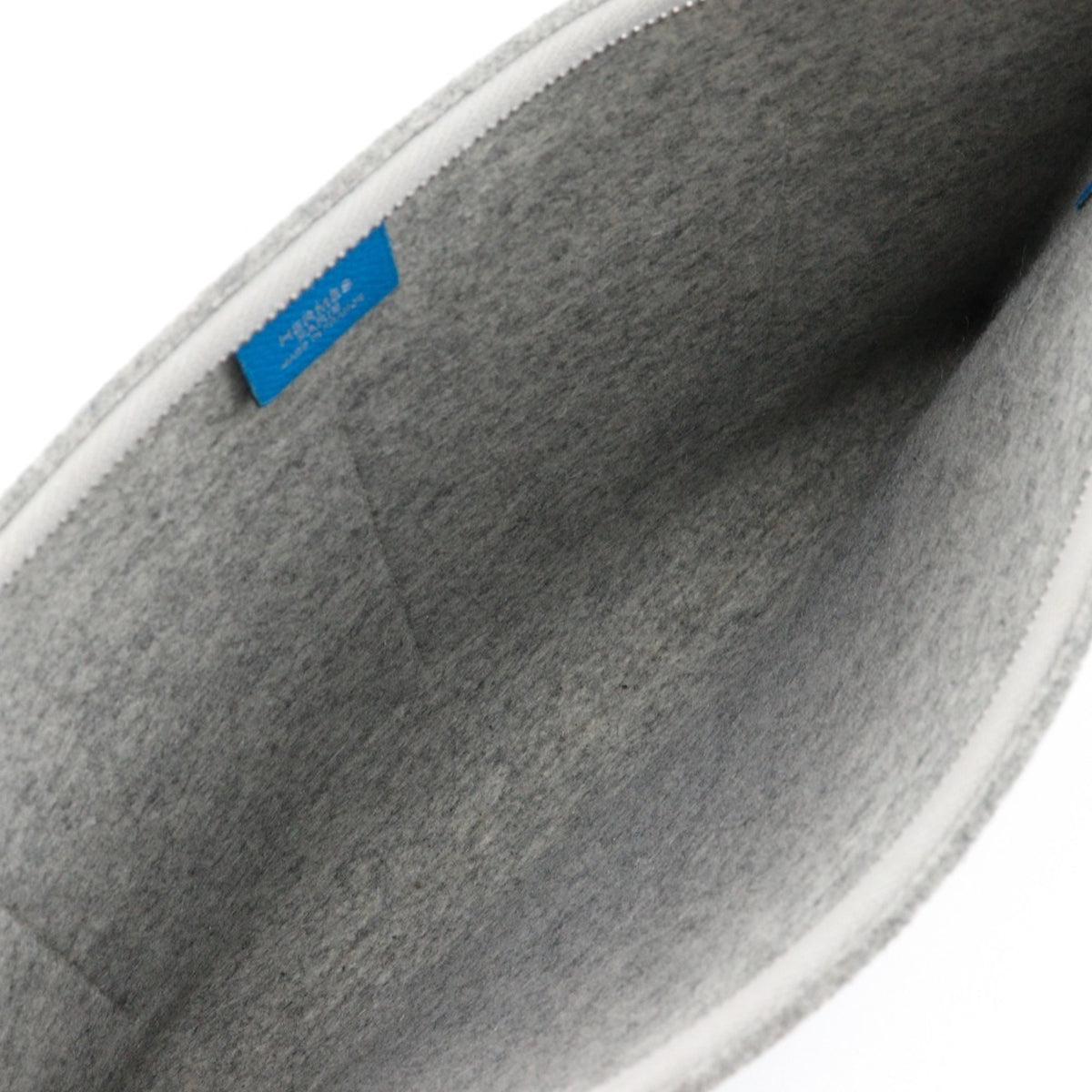 Hermes Blue Gray Felt Epsom Leather Clutch Bag (Pre-Owned)