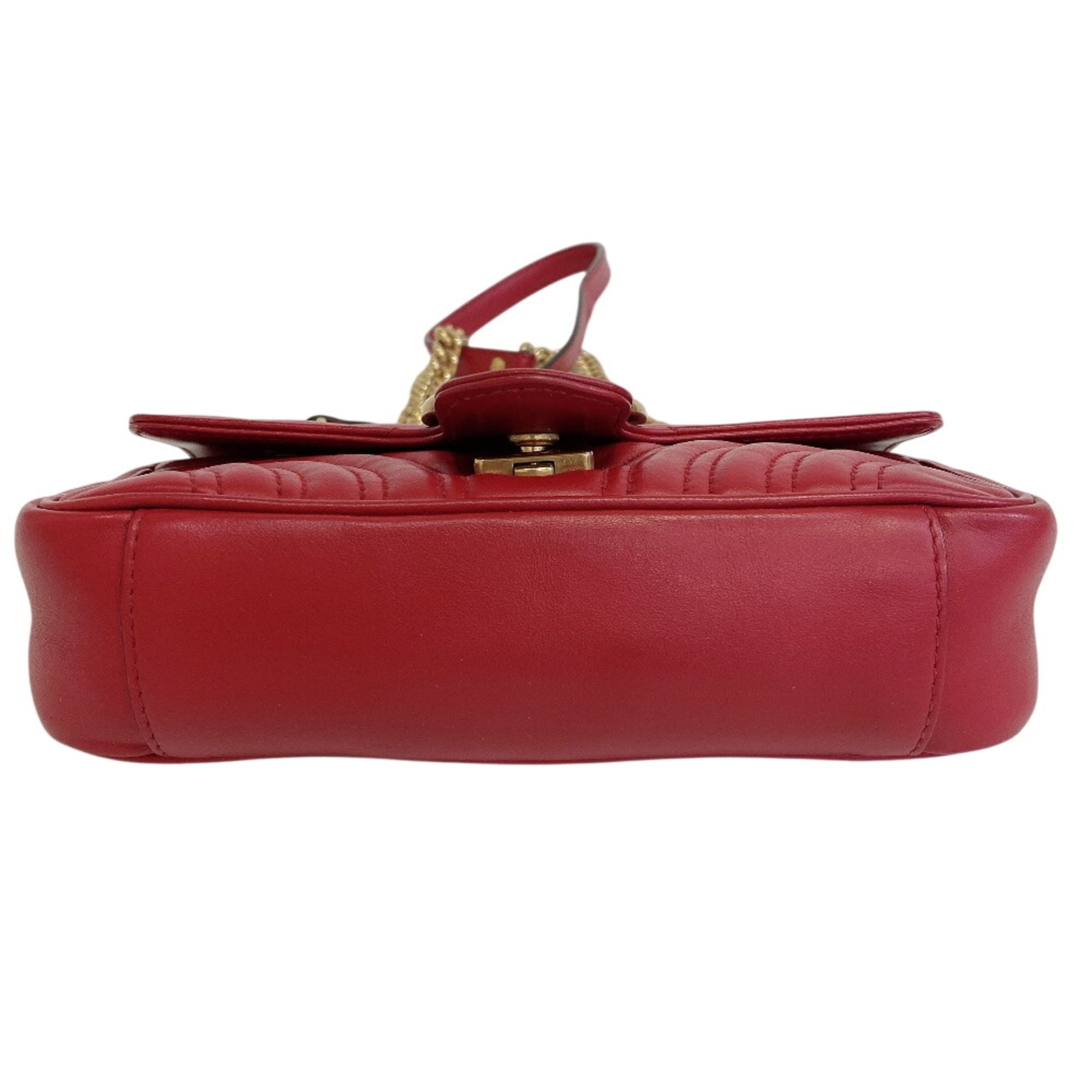 Gucci Red Color Leather Shoulder Bag (Pre-Owned)