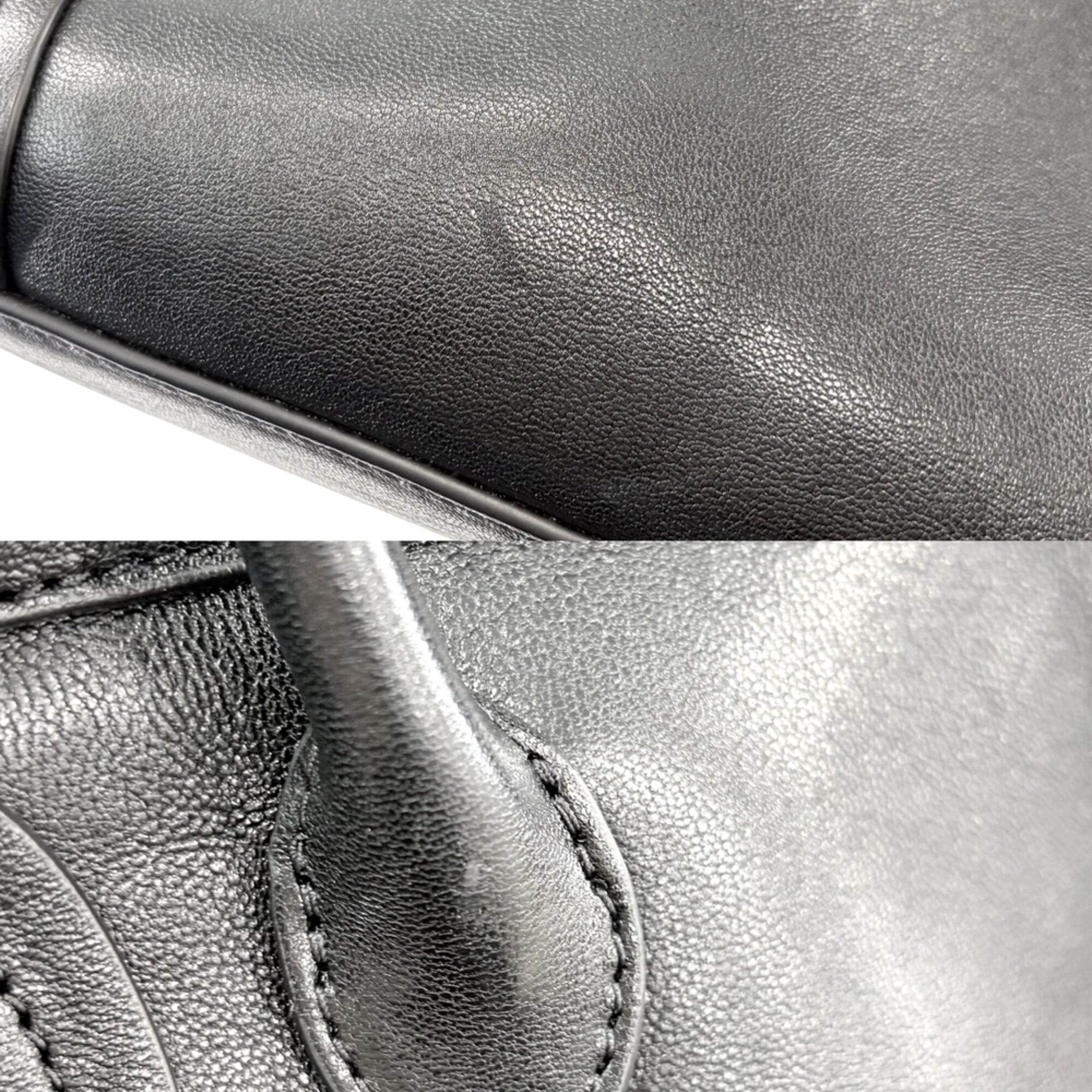 Celine Black White Leather Handbag Shoulder Bag (Pre-Owned)