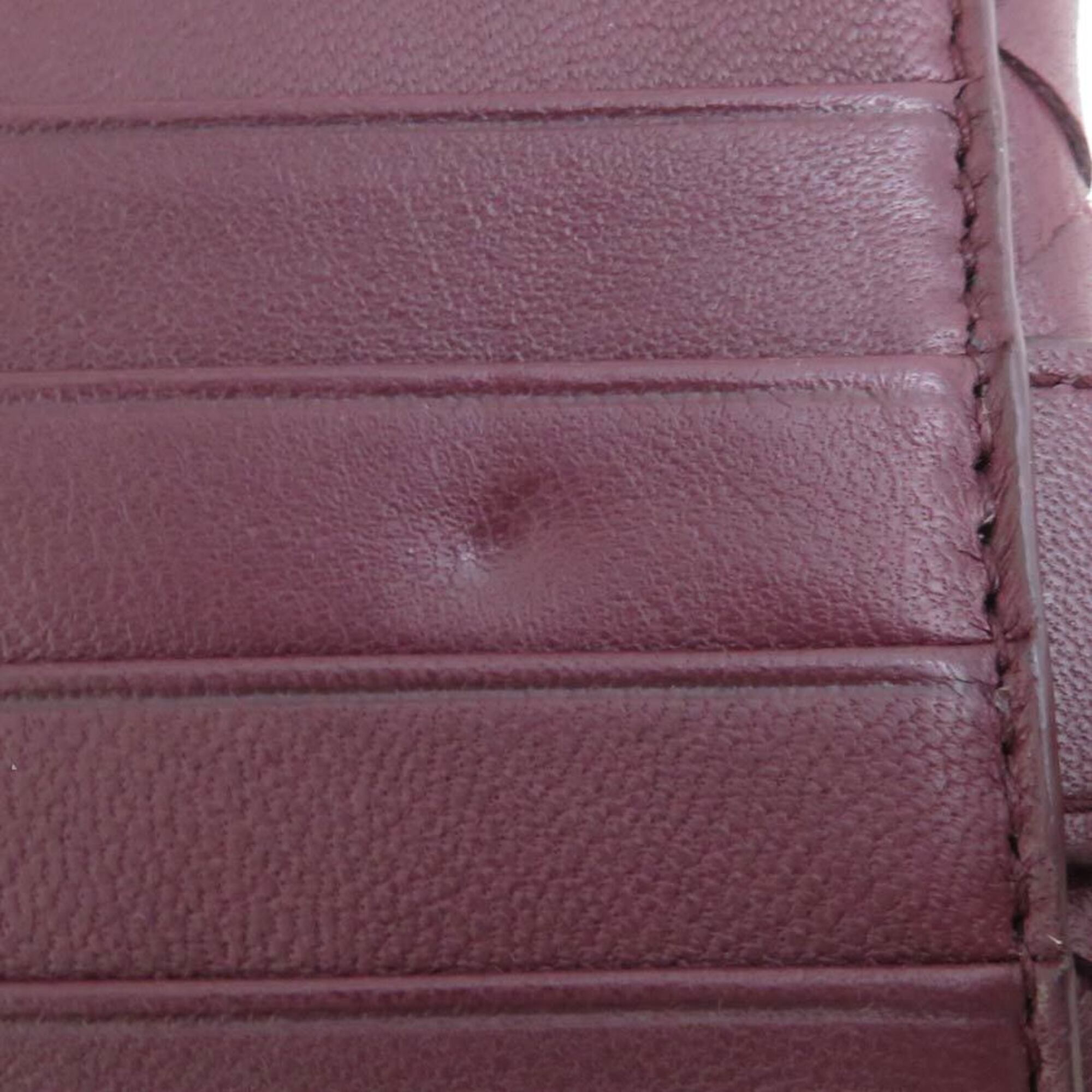 Bottega Veneta Bordeaux Leather Long Wallet (Bi-Fold) (Pre-Owned)