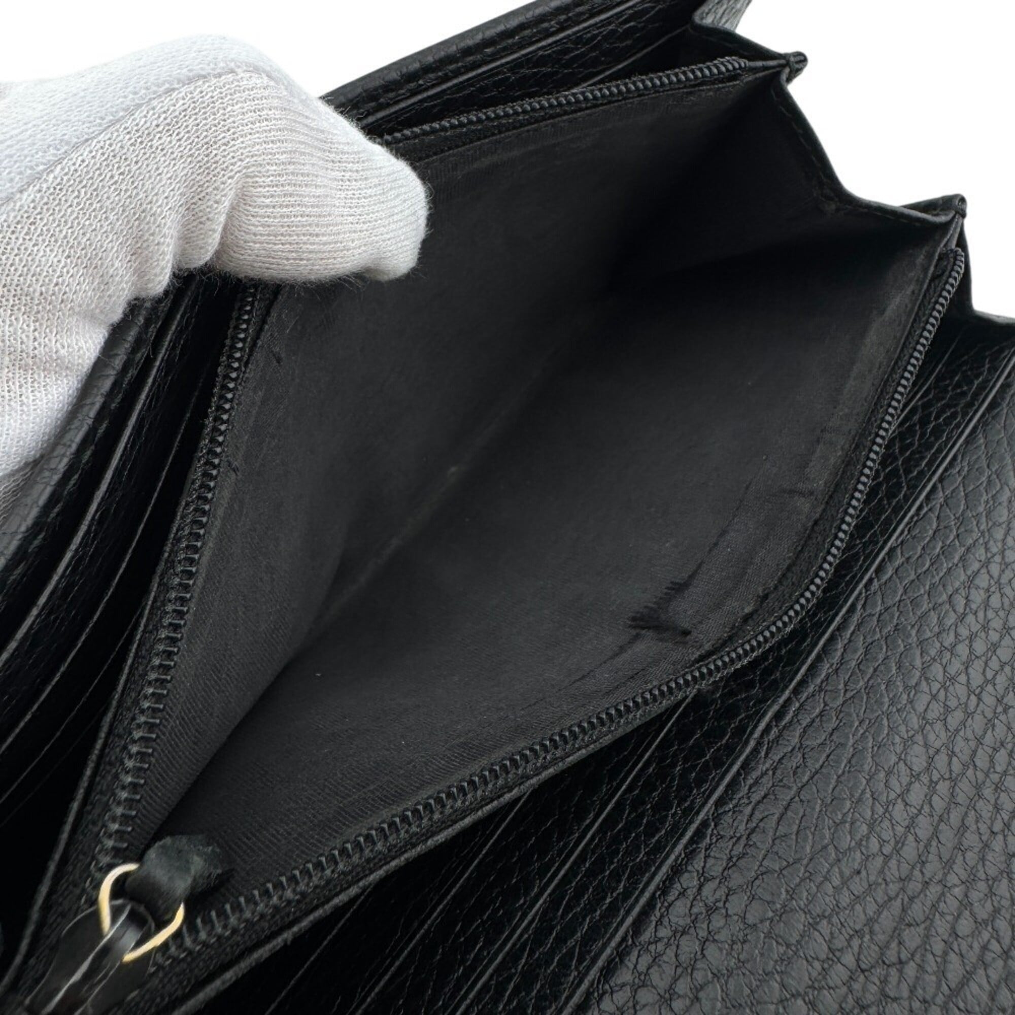 Gucci Black Leather Long Wallet (Bi-Fold) (Pre-Owned)