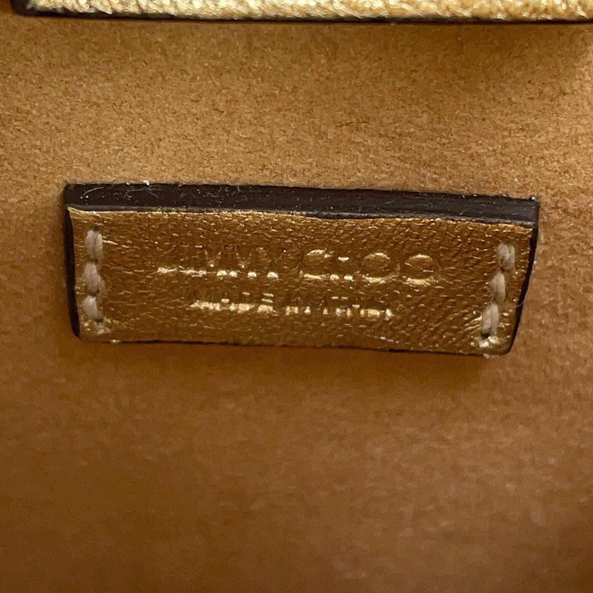 Jimmy Choo Gold Rhinestone Leather Handbag Shoulder Bag (Pre-Owned)