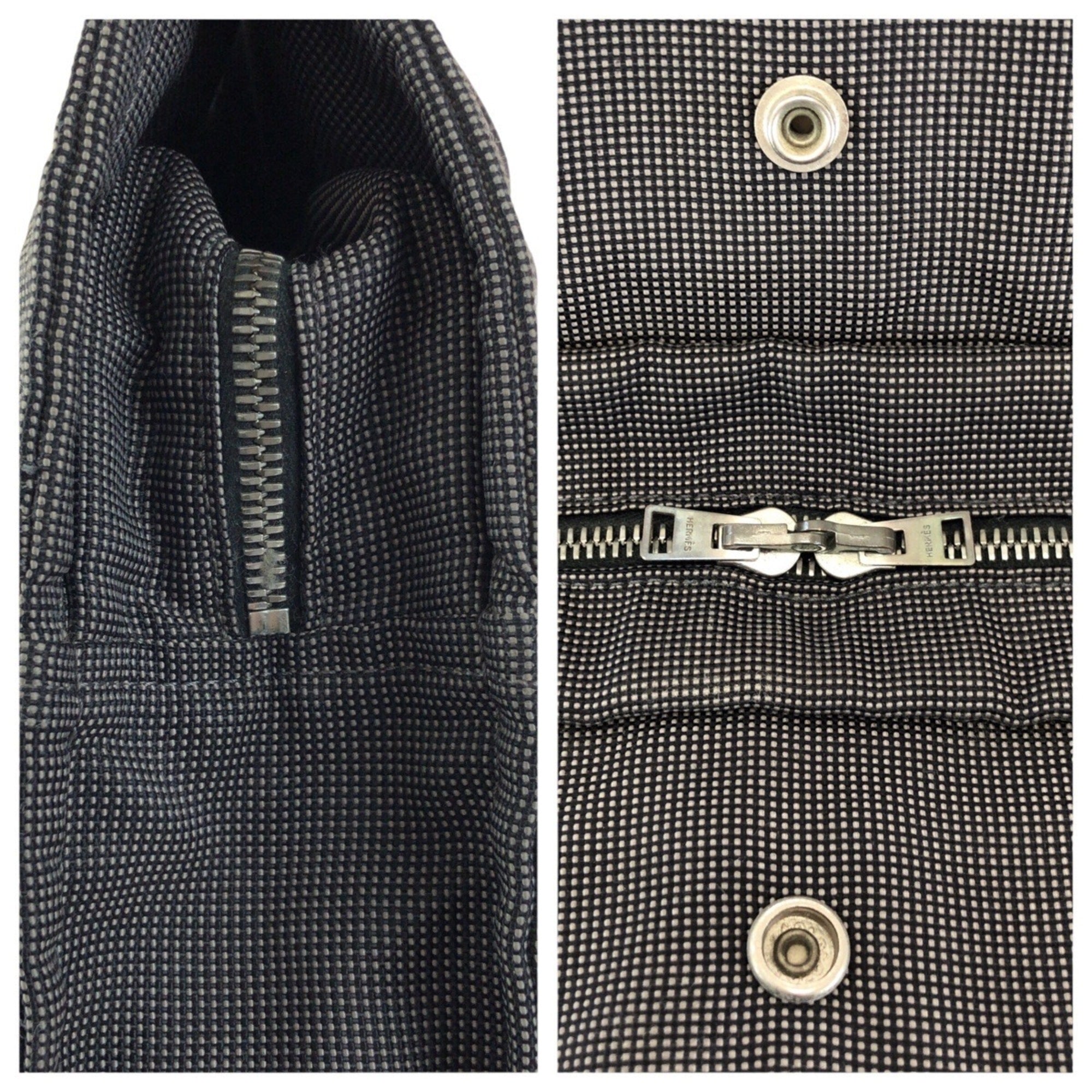 Hermes Gray Polyamide Polyester Handbag Tote Bag (Pre-Owned)