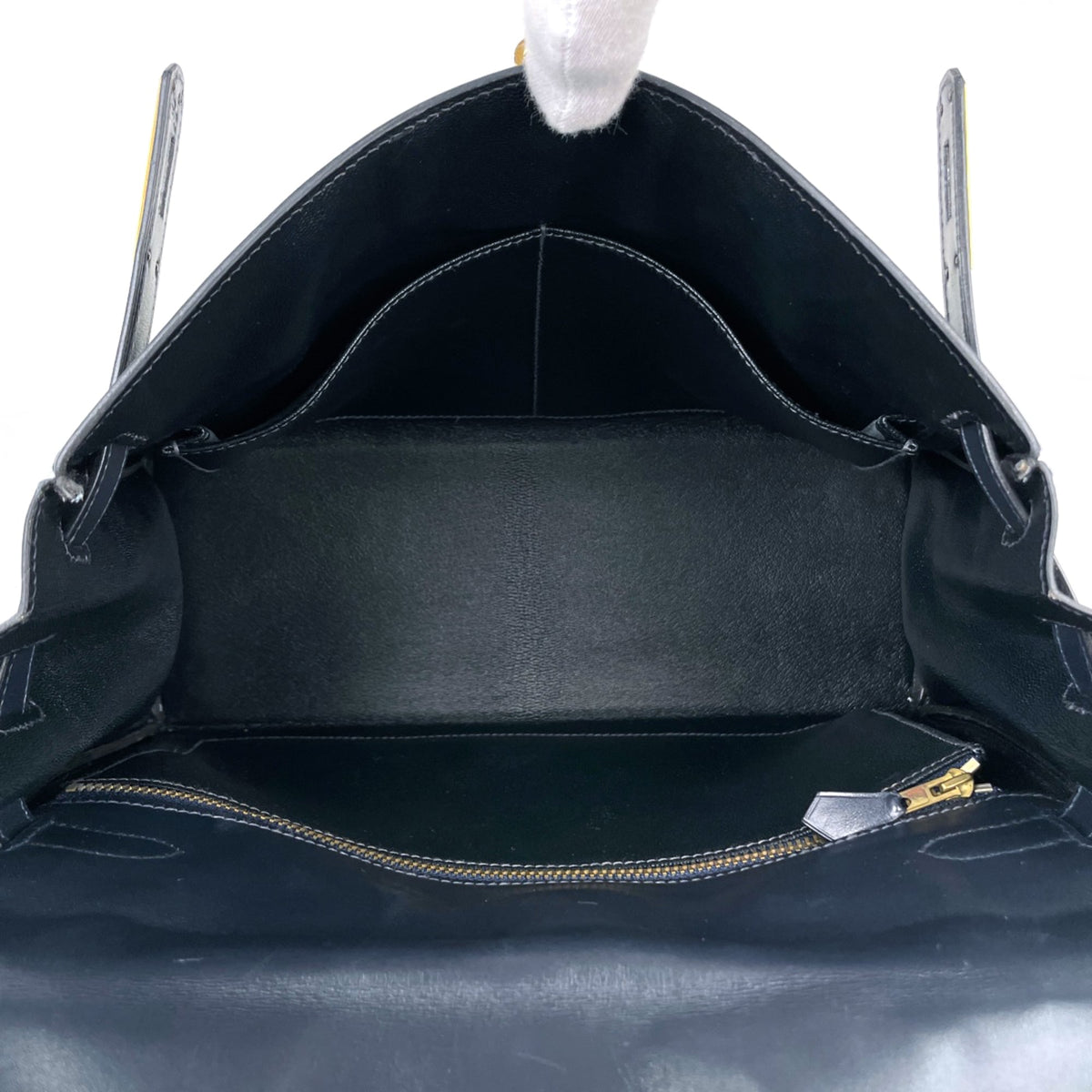 Hermes Navy Box Calf Leather Handbag (Pre-Owned)