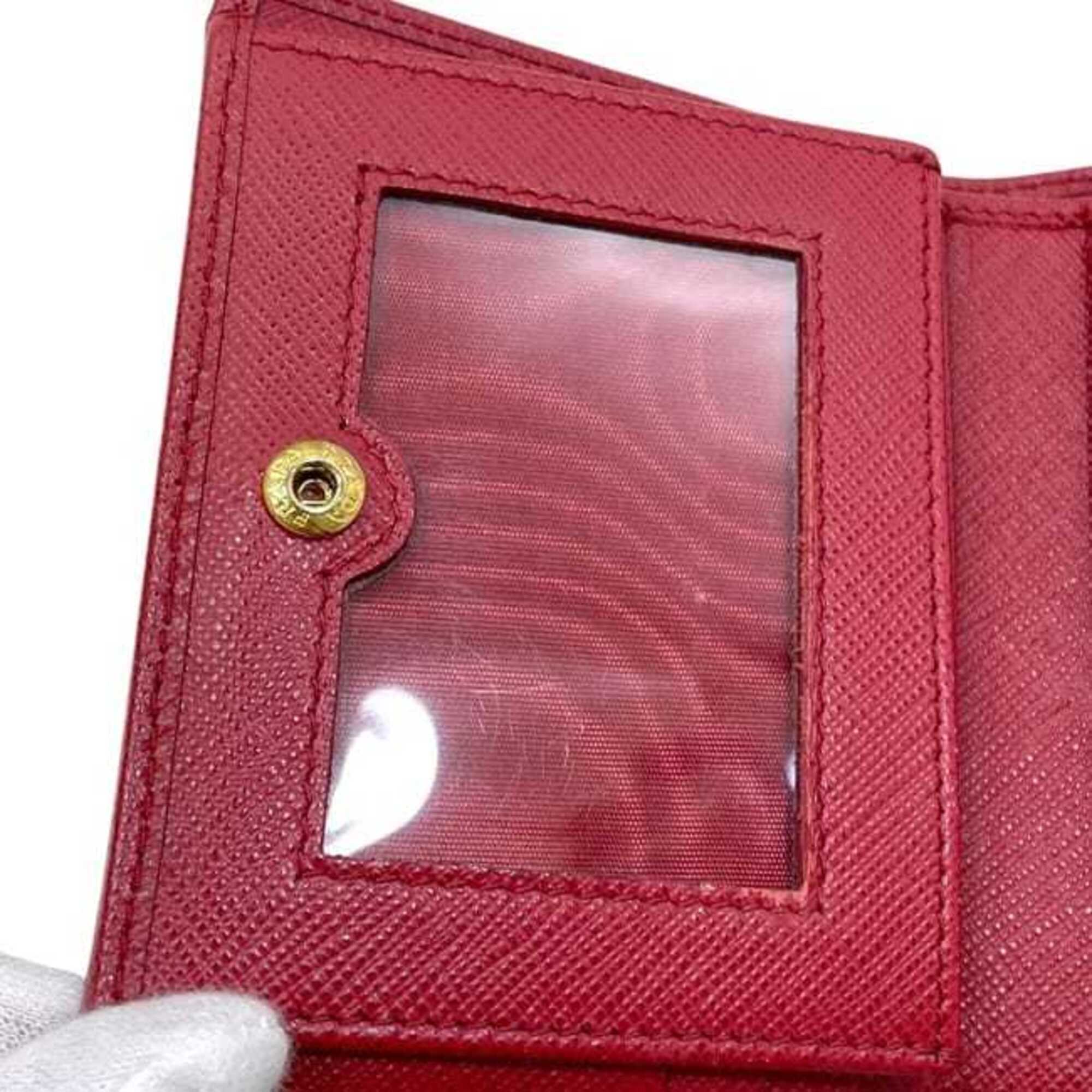 Prada Saffiano Red Color Saffiano Wallet (Bi-Fold) (Pre-Owned)