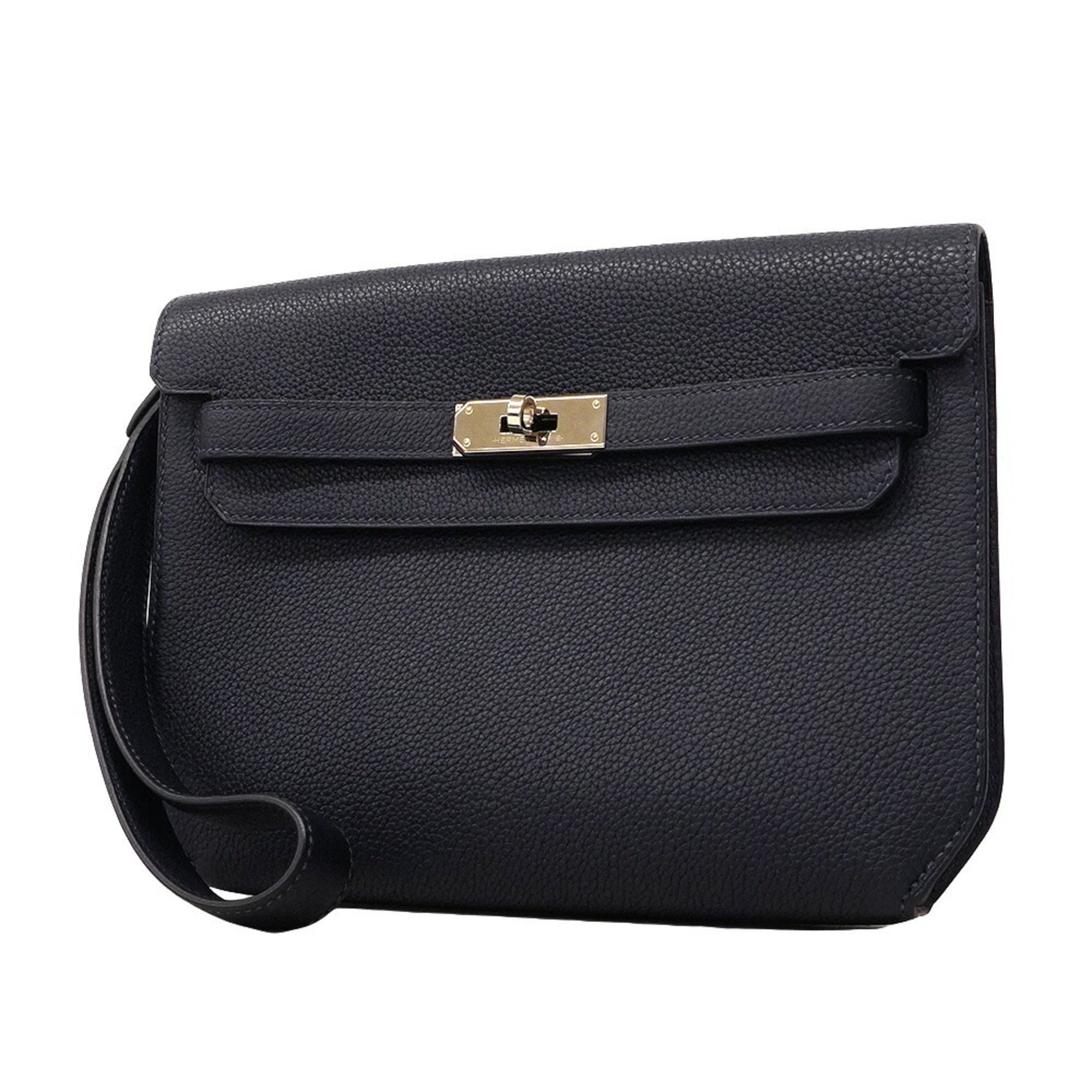 Hermes Blue Indigo Togo Leather Clutch Bag (Pre-Owned)