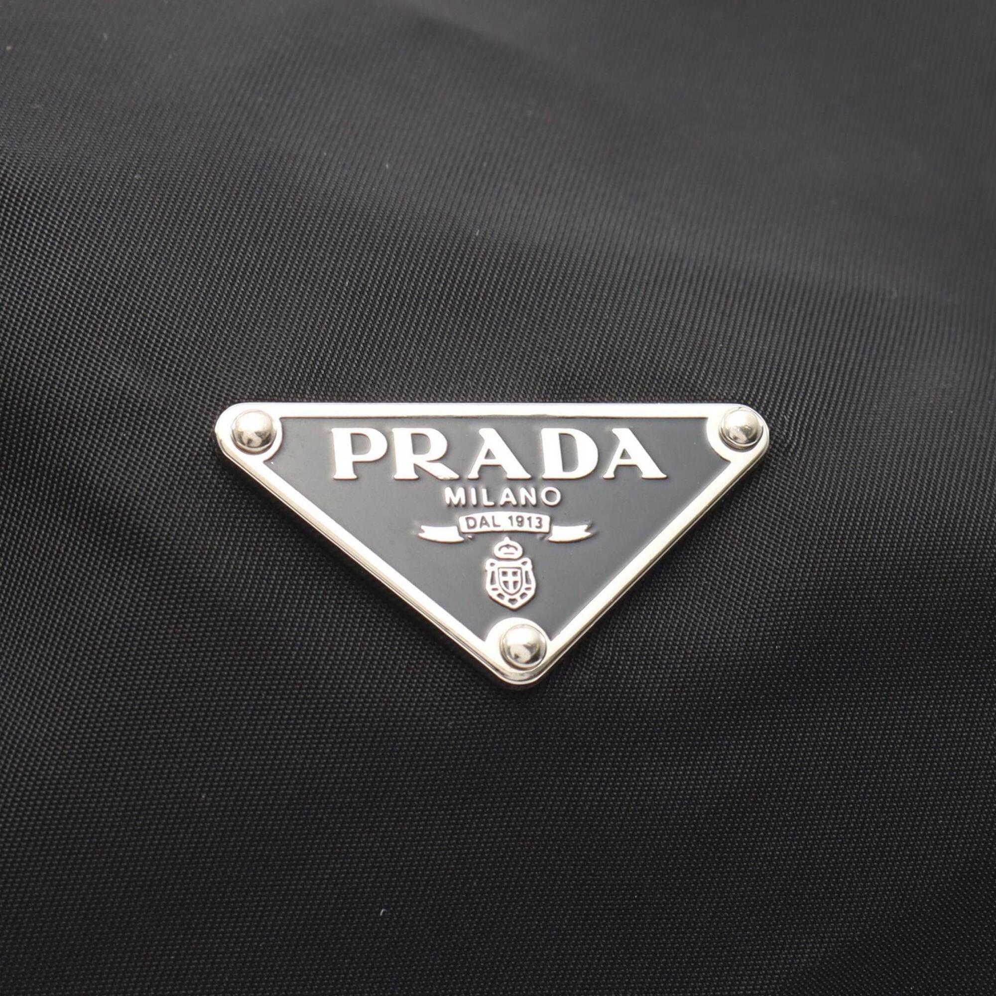 Prada Black Nylon Leather Handbag Tote Bag (Pre-Owned)