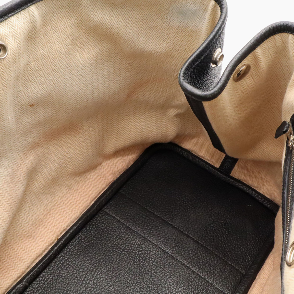 Hermes Black Leather Handbag Tote Bag (Pre-Owned)