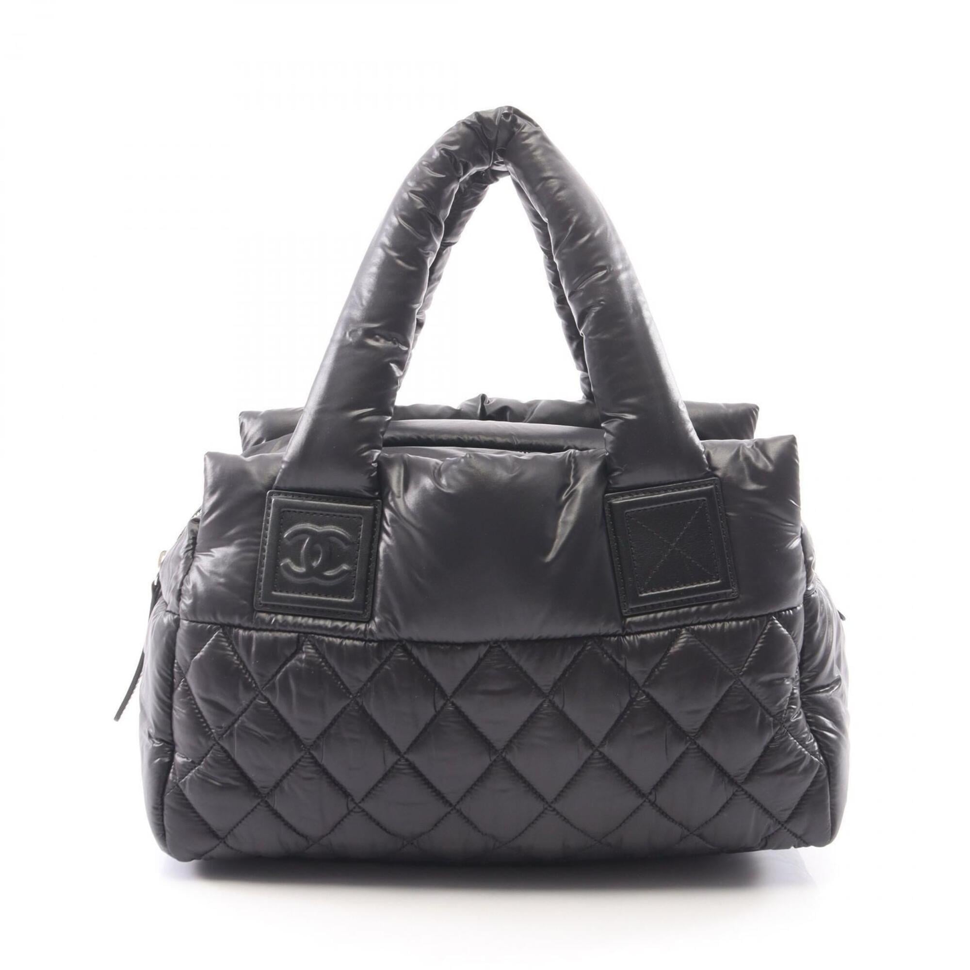 Chanel Black Nylon Leather Handbag (Pre-Owned)
