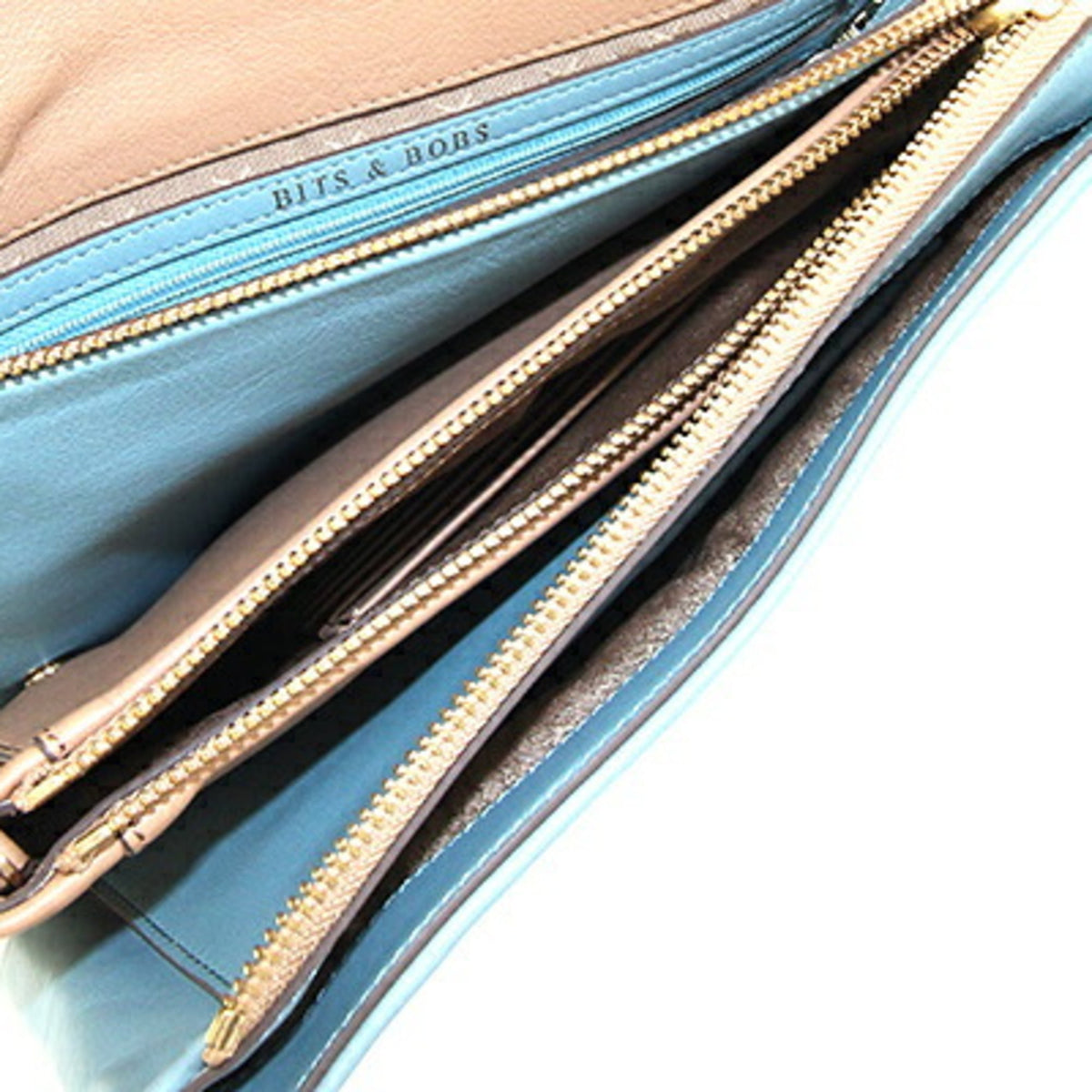 Anya Hindmarch Beige Light Blue Leather Pochette Shoulder Bag (Pre-Owned)