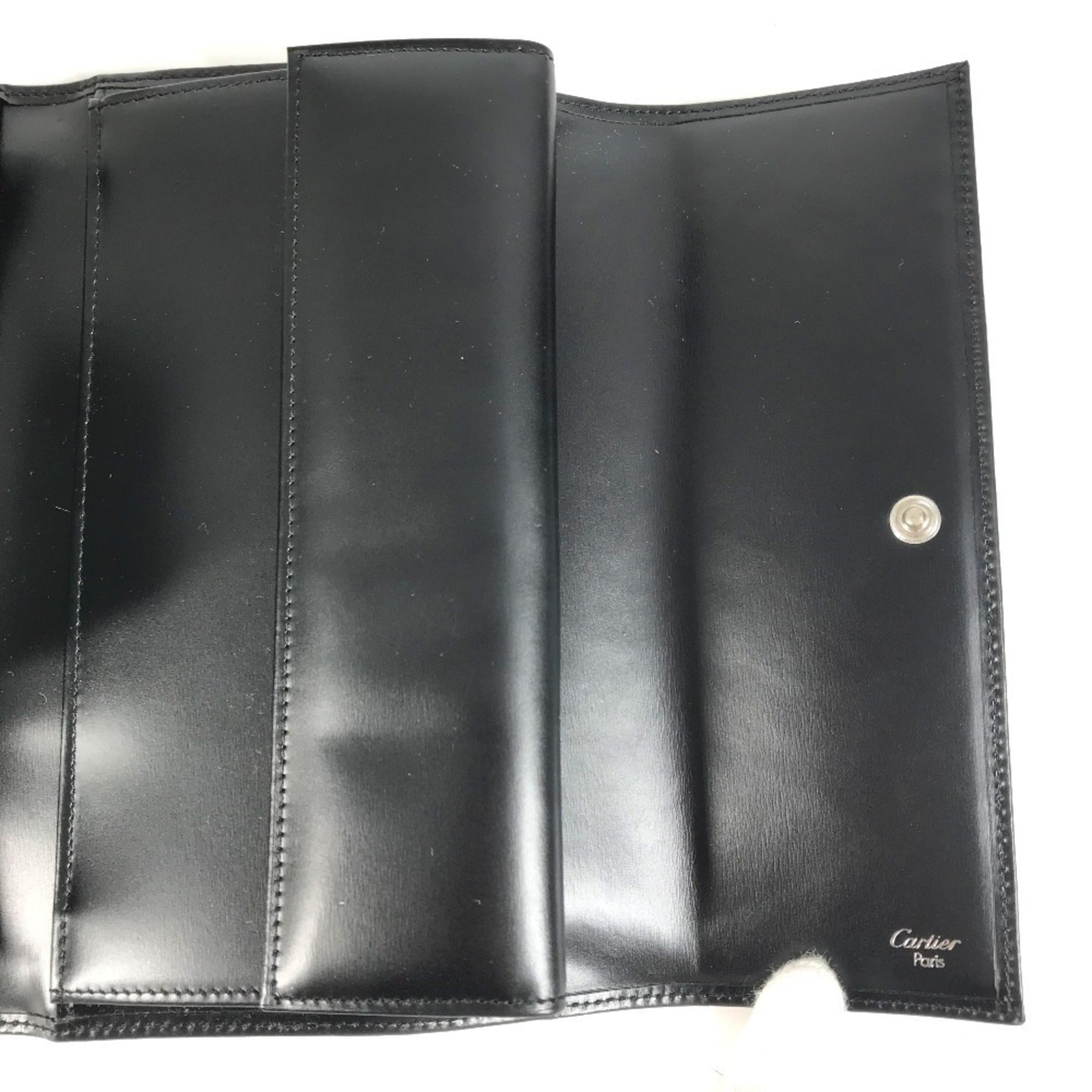 Cartier Black Leather Long Wallet (Bi-Fold) (Pre-Owned)