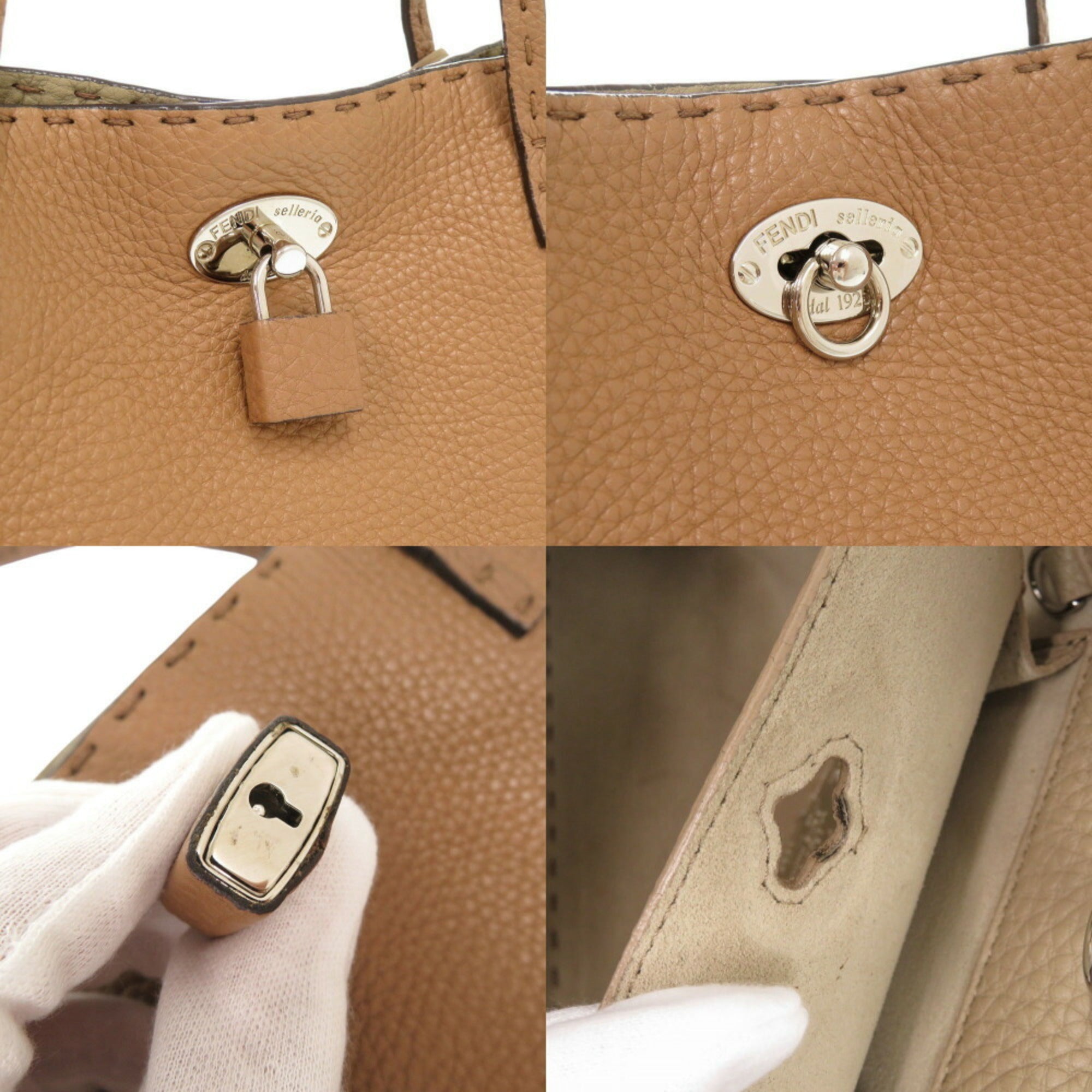 Fendi Selleria Brown Leather Handbag Tote Bag (Pre-Owned)