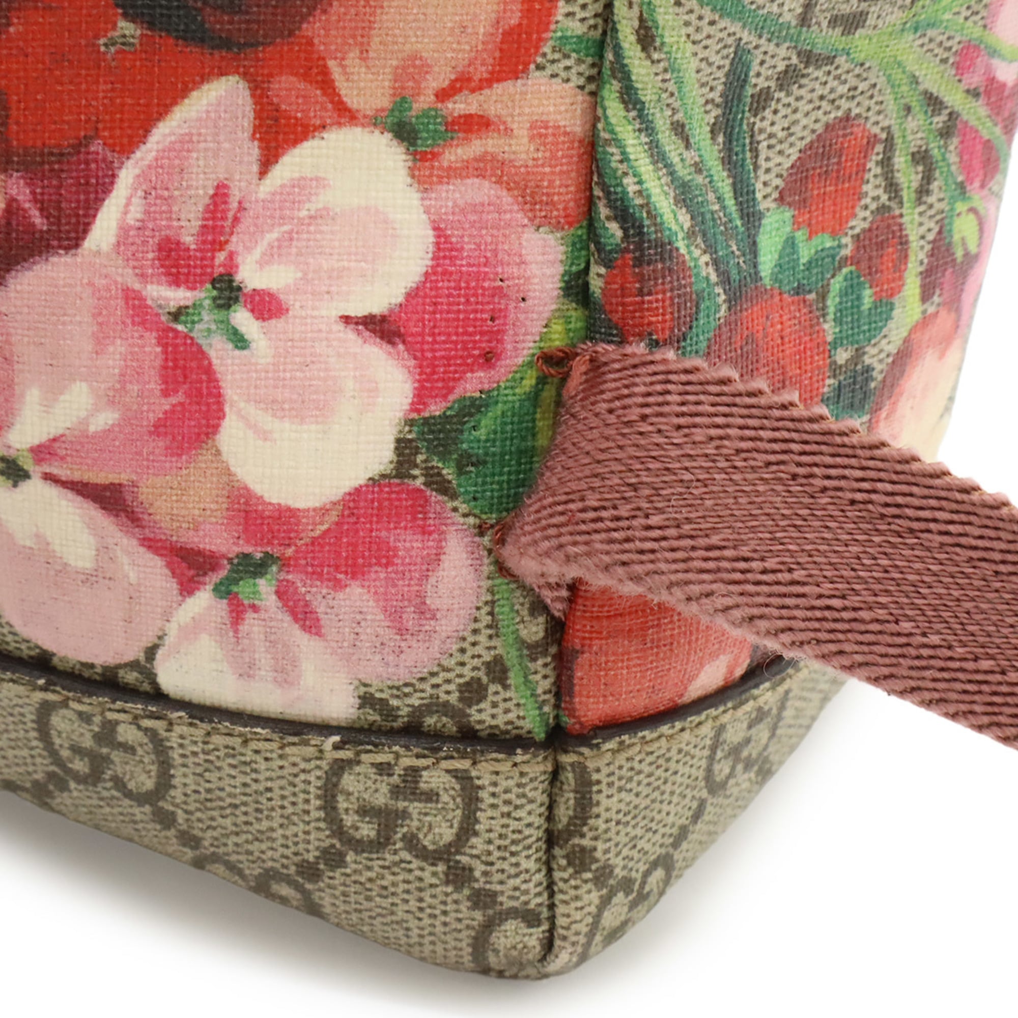 Gucci Gg Blooms Beige Pink Multi-Color Gg Supreme Suede Backpack (Pre-Owned)