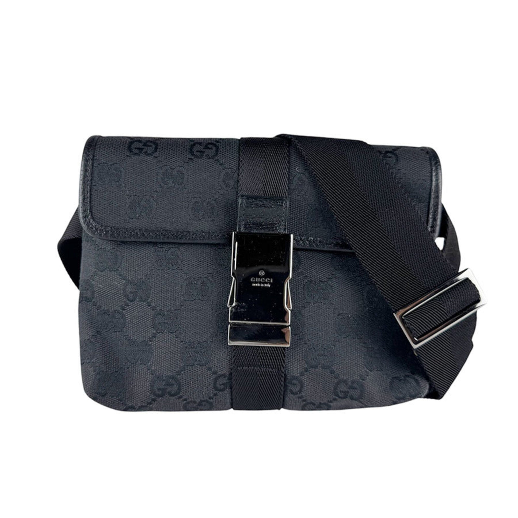 Gucci Black Gg Canvas Fanny Pack Sling Bag (Pre-Owned)