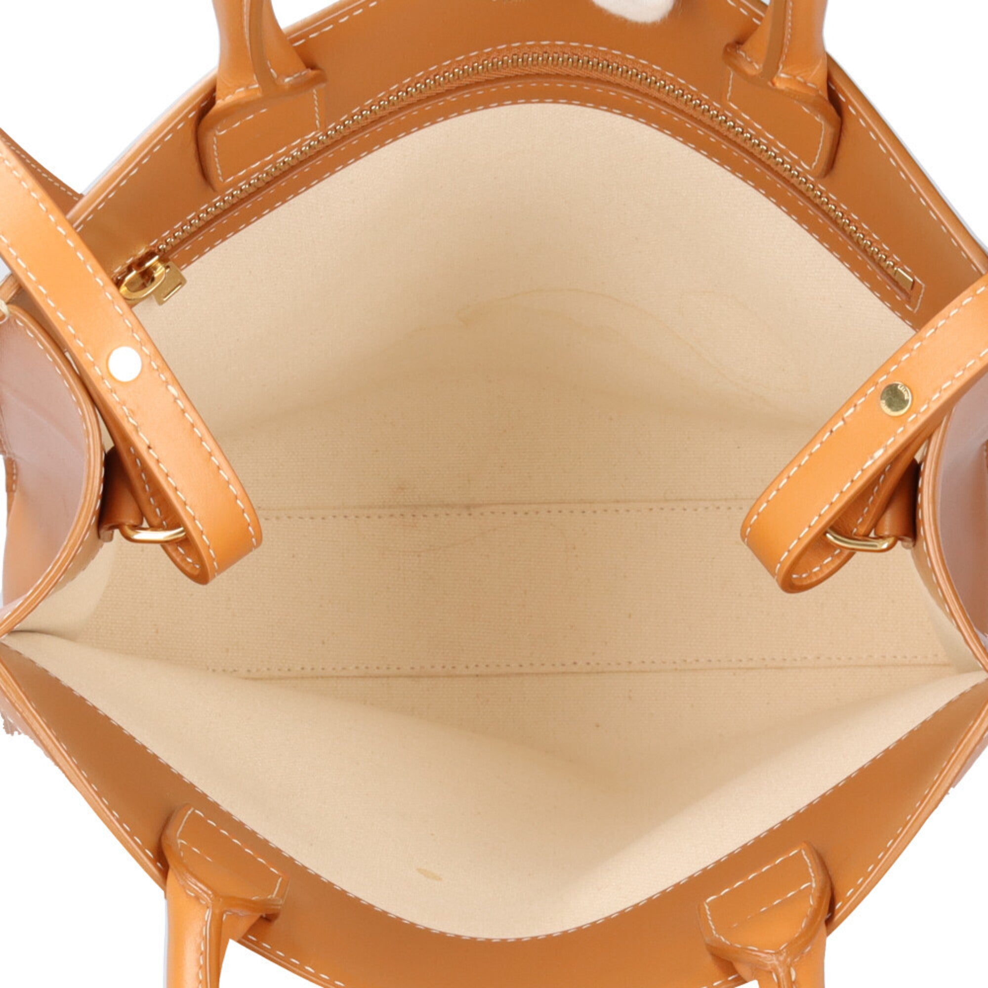 Celine Cabas White Canvas Leather Handbag Shoulder Bag (Pre-Owned)