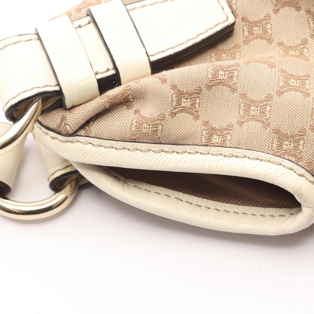 Celine Beige White Canvas Leather Handbag Shoulder Bag (Pre-Owned)