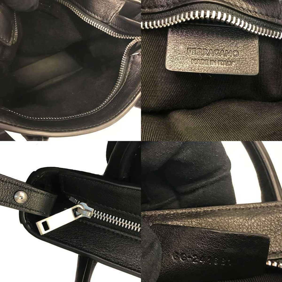 Salvatore Ferragamo Black Leather Jacquard Shoulder Bag (Pre-Owned)