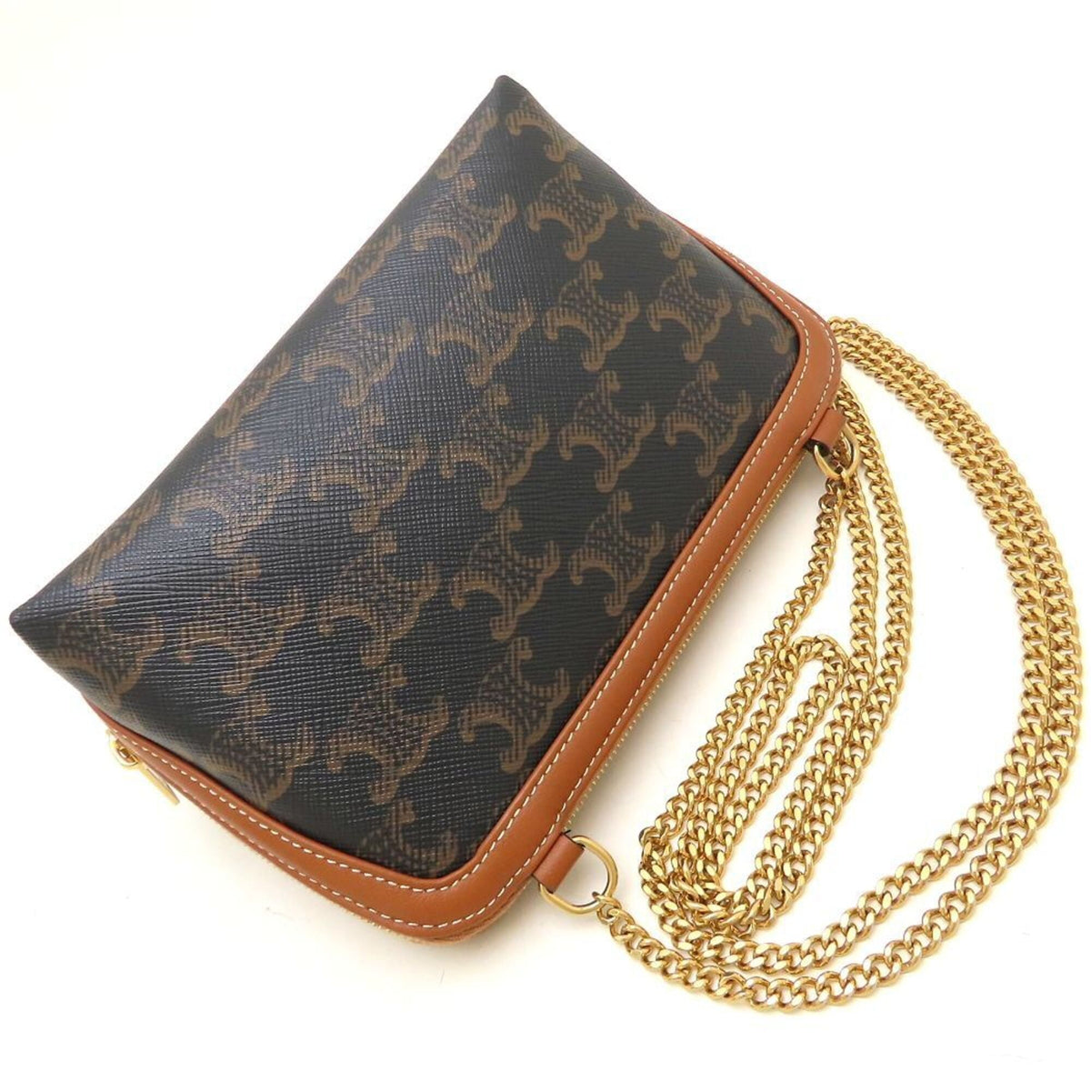 Celine Brown Coated Canvas Shoulder Bag (Pre-Owned)