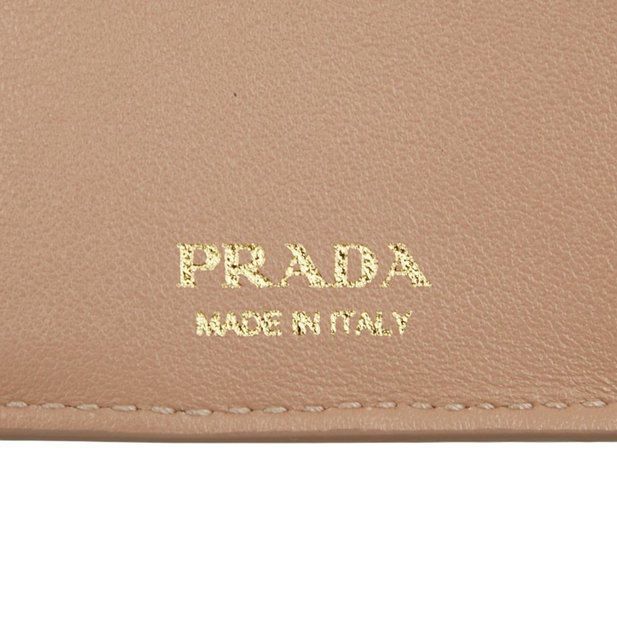 Prada Beige Leather Wallet (Tri-Fold) (Pre-Owned)