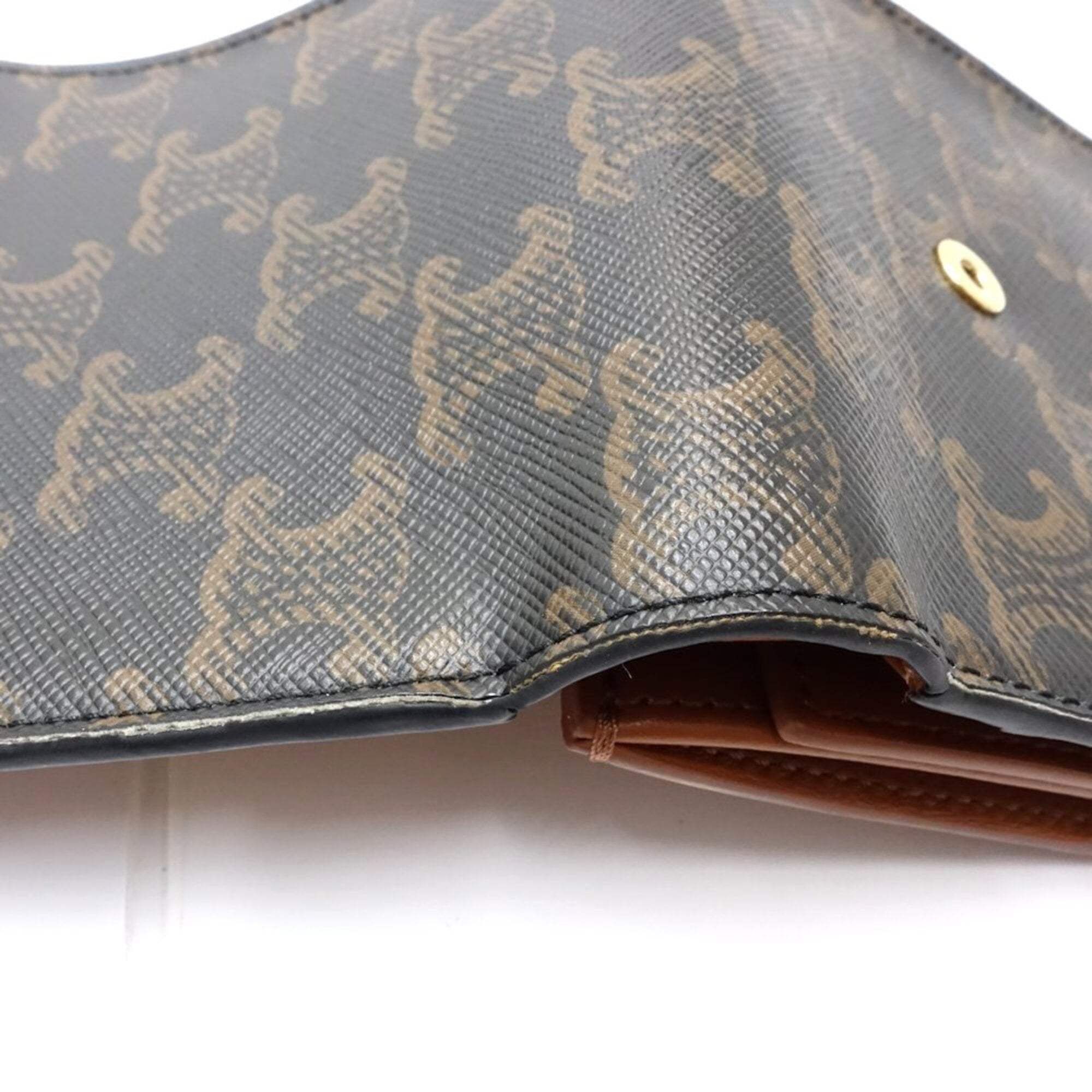 Celine Brown Canvas Leather Wallet (Tri-Fold) (Pre-Owned)