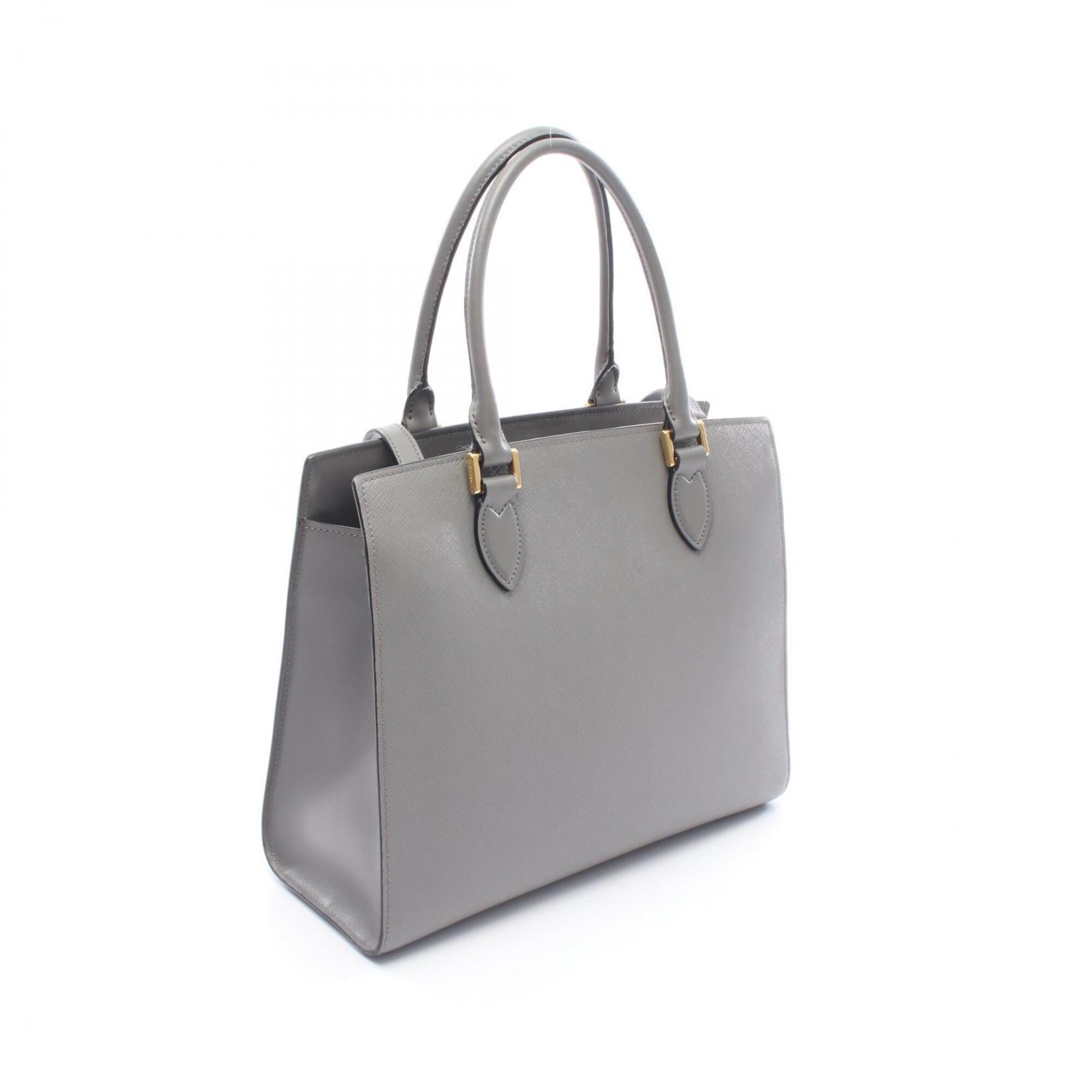 Prada Gray Leather Handbag Tote Bag (Pre-Owned)