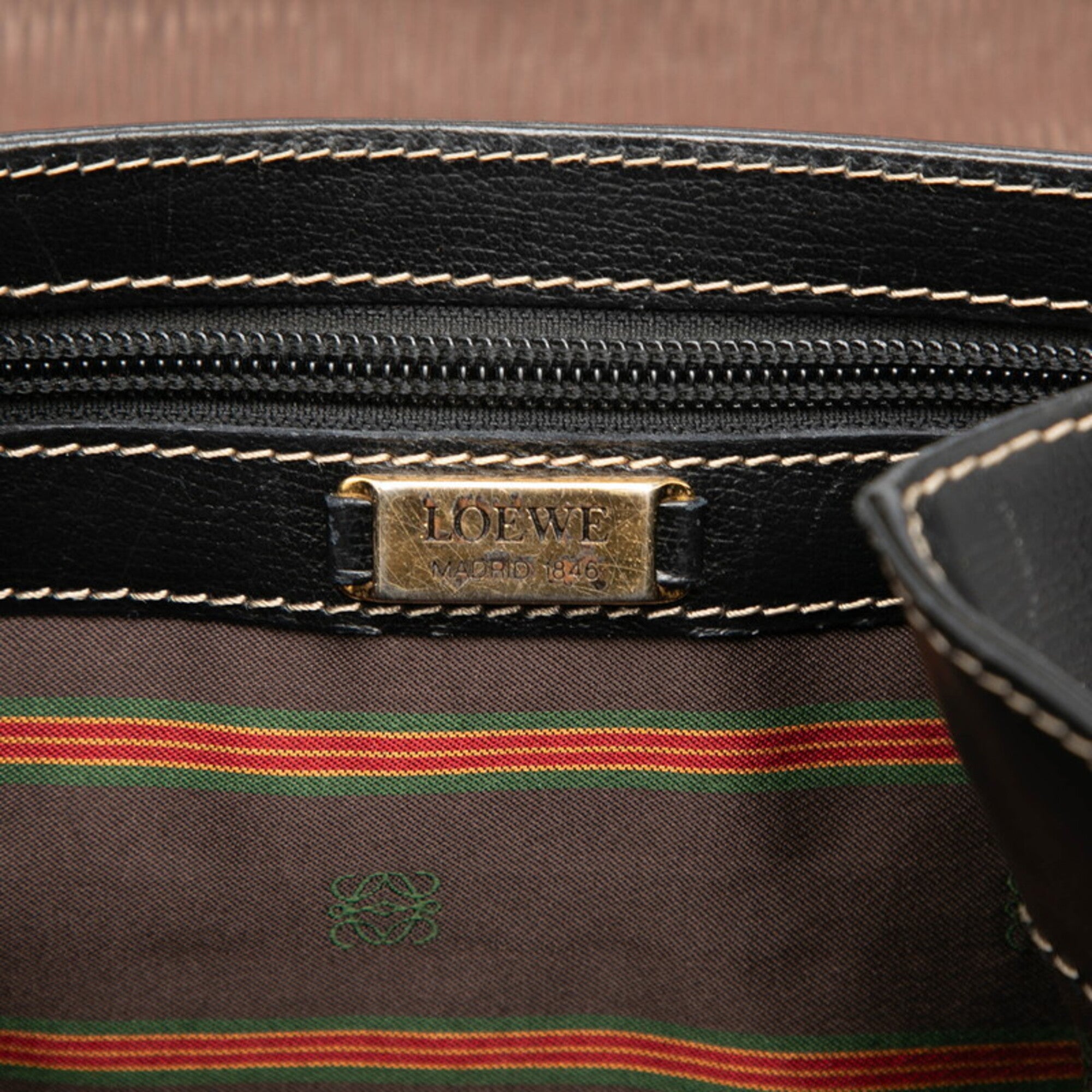Loewe Black Brown Leather Handbag Shoulder Bag (Pre-Owned)