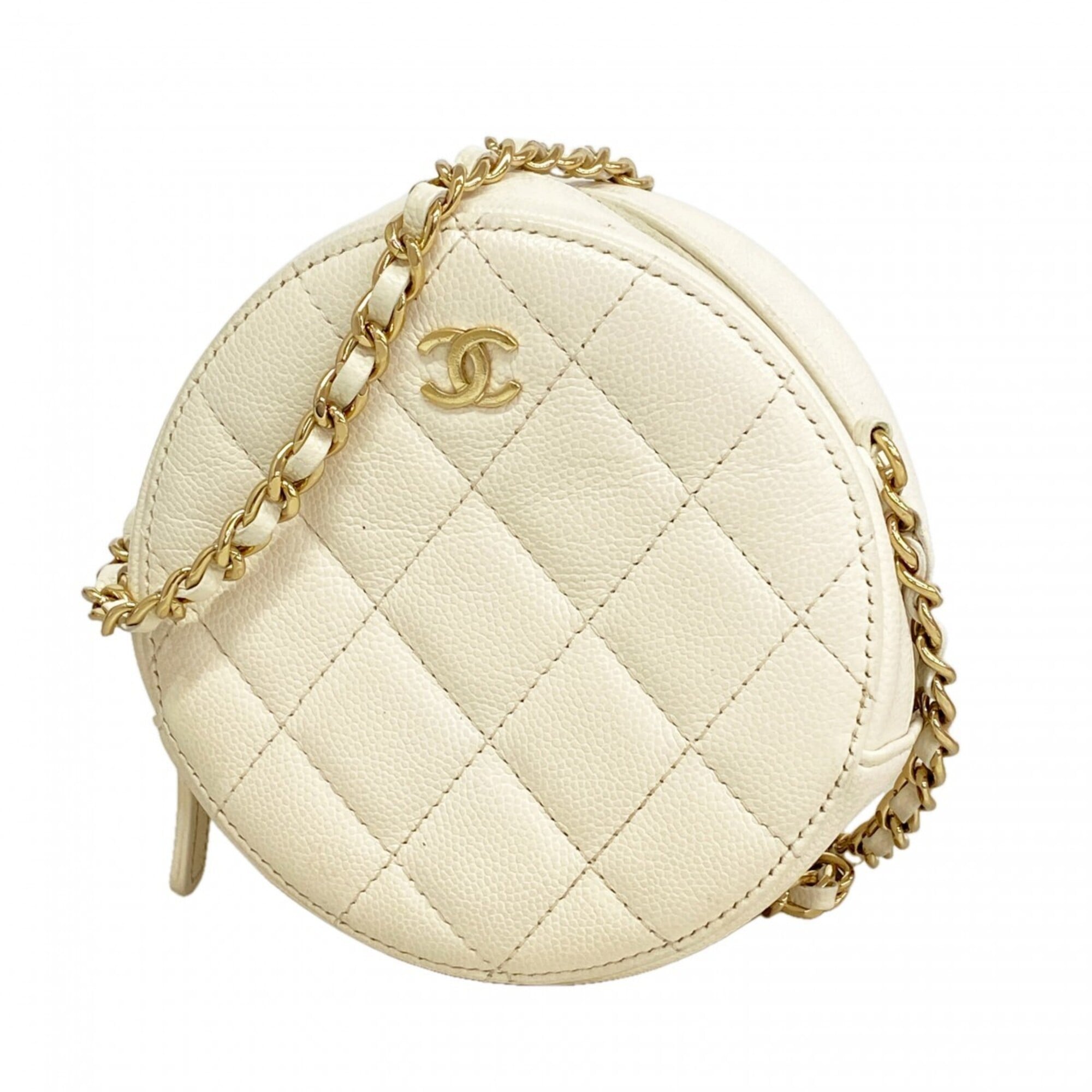 Chanel White Grained Calfskin Shoulder Bag (Pre-Owned)