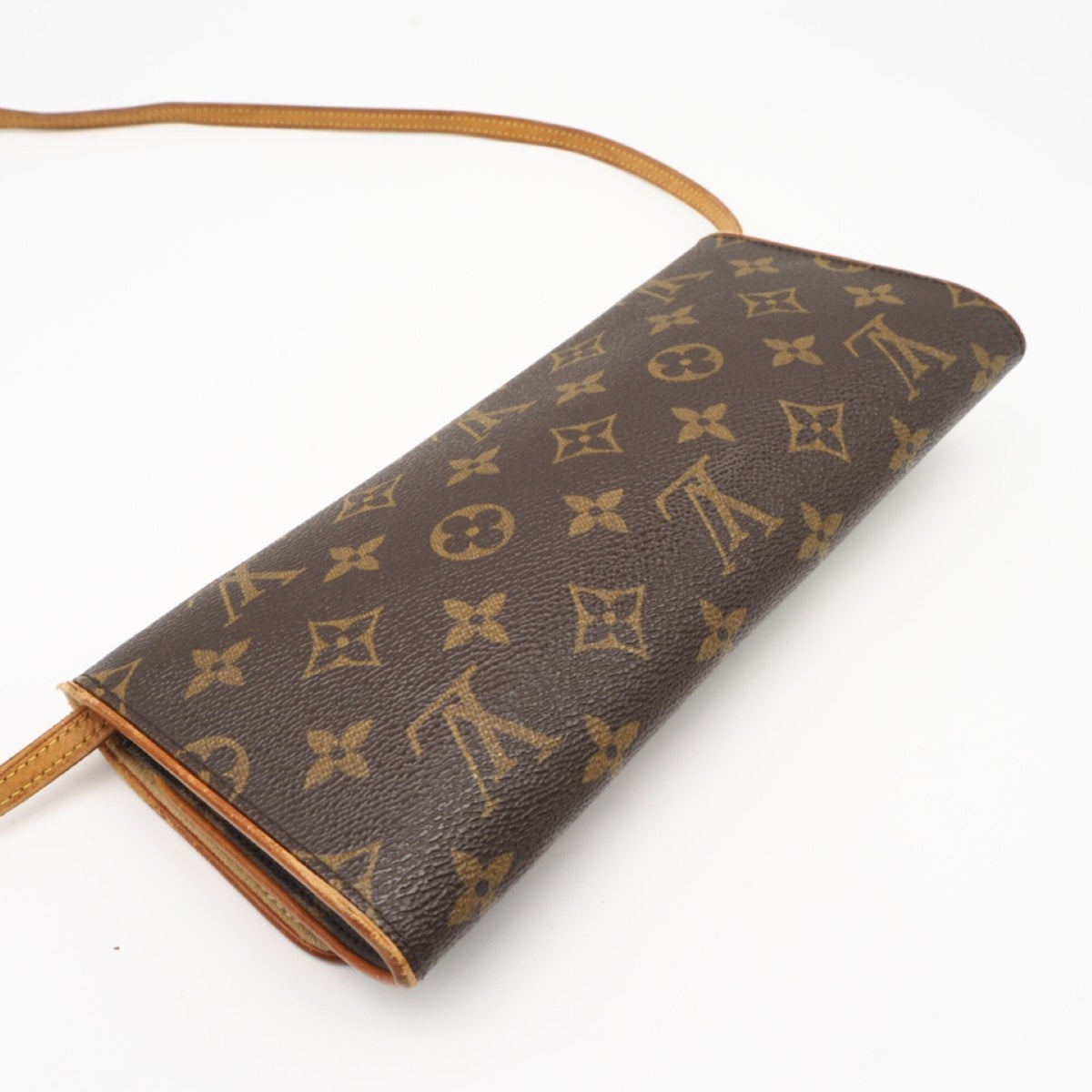 Louis Vuitton Brown Coated Canvas Leather Pochette Shoulder Bag (Pre-Owned)