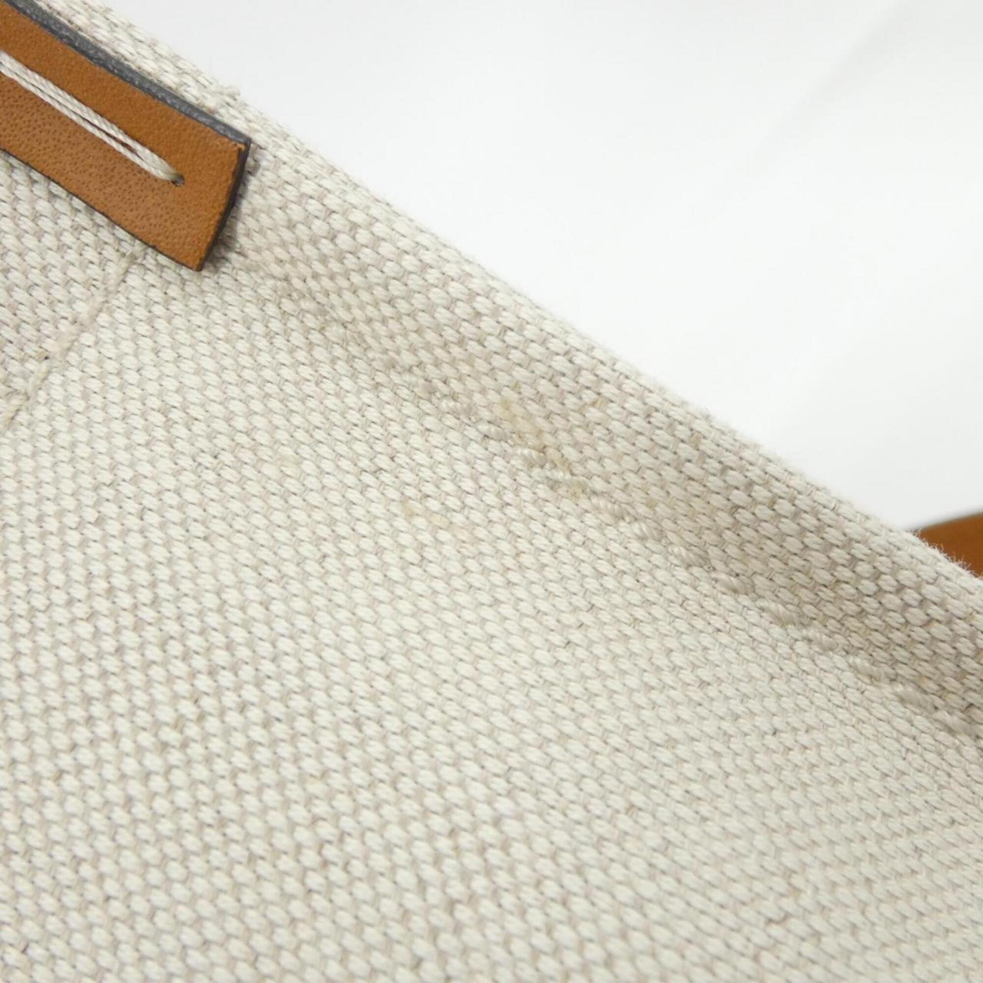 Gucci Beige Light Brown Cotton Leather Handbag Pouch (Pre-Owned)