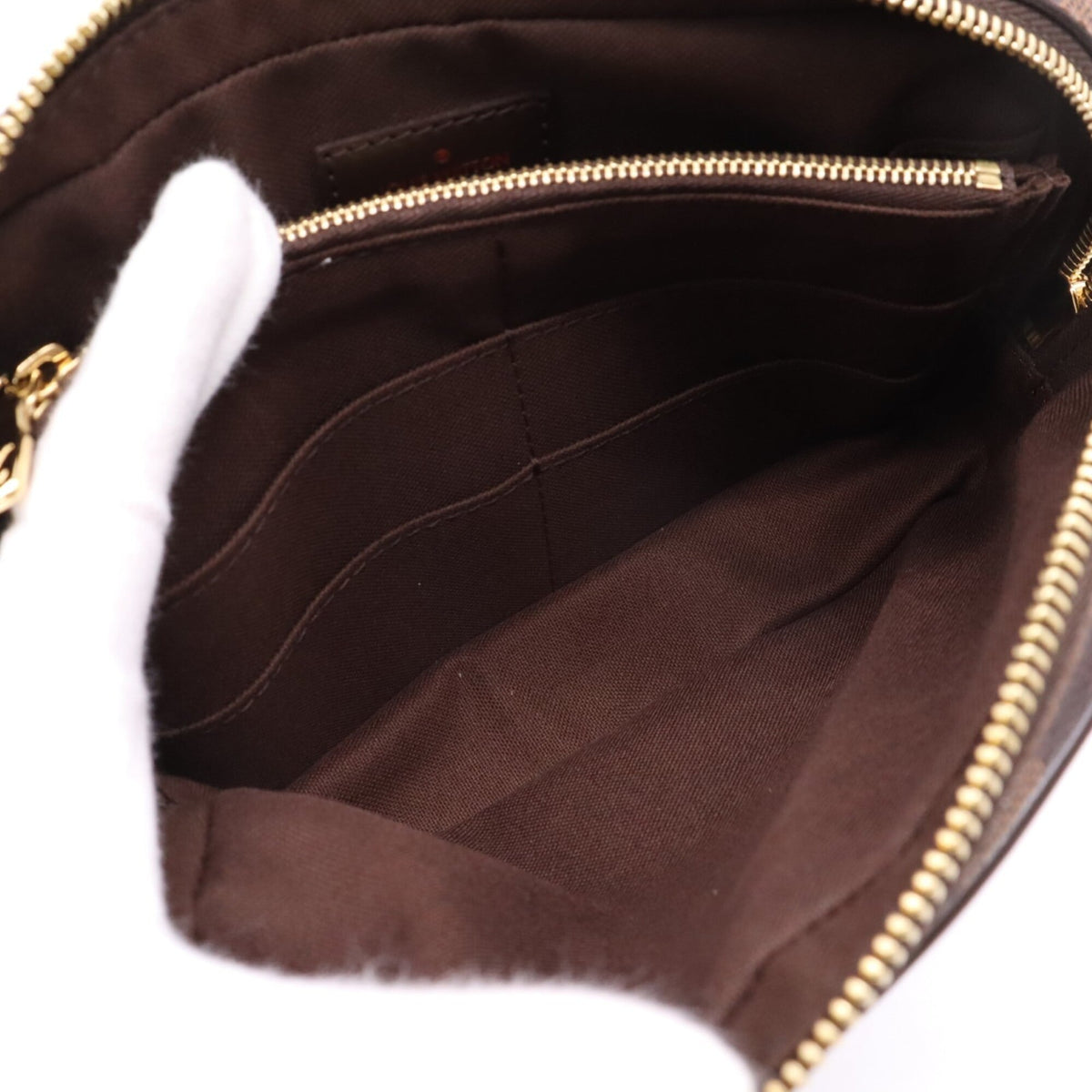 Louis Vuitton Beige Brown Coated Canvas Leather Sling Bag (Pre-Owned)