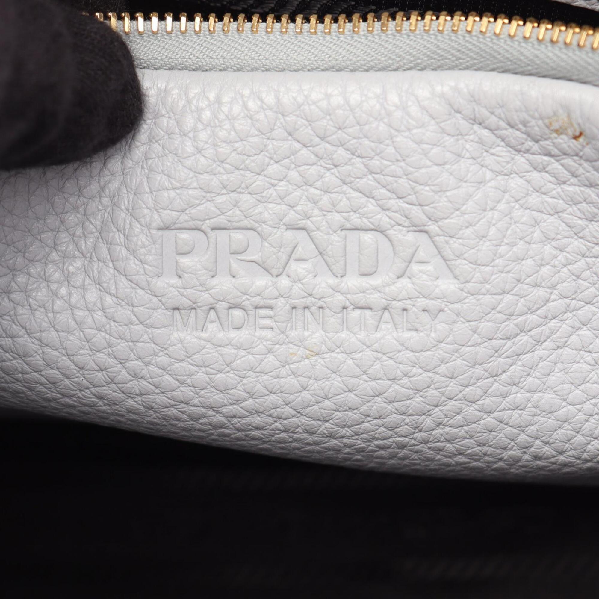 Prada Blue Leather Handbag Tote Bag (Pre-Owned)
