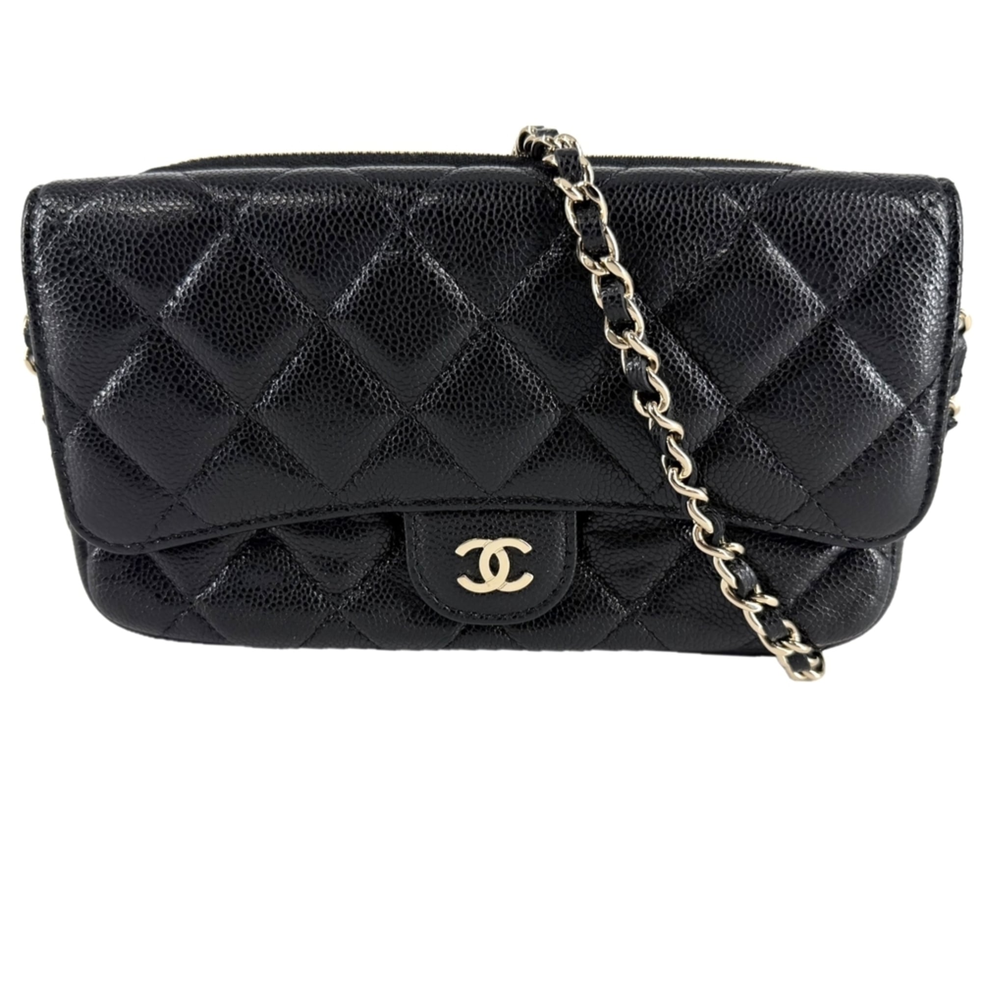Chanel Matelasse Black Grained Calfskin Shoulder Bag (Pre-Owned)